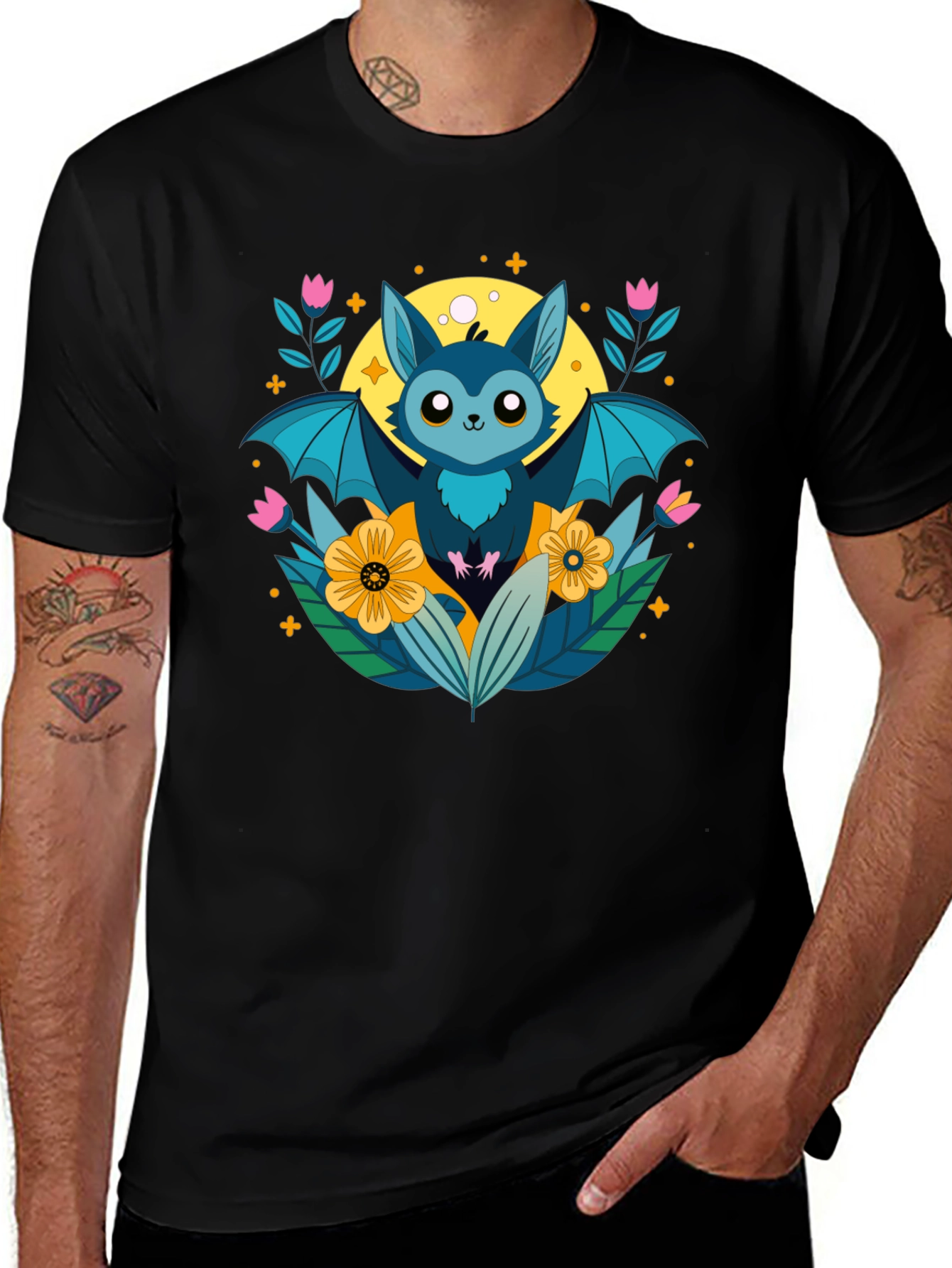 Cute Bat Graphic T-Shirt - Nature Inspired Design