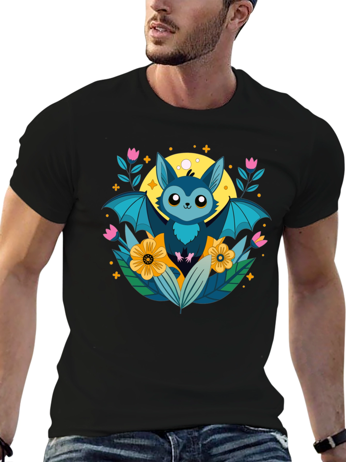 Cute Bat Graphic T-Shirt - Nature Inspired Design