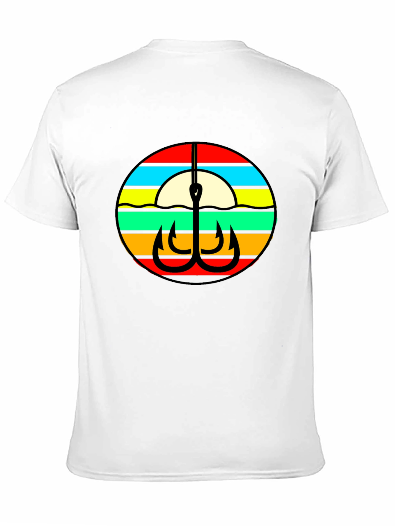 Retro Fishing Hook Graphic Tee - Black