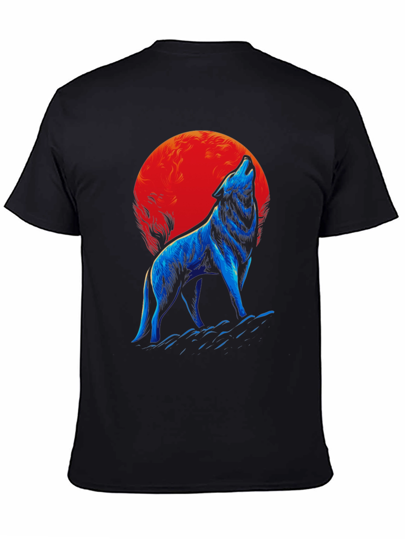 Wolf Howling at Moon Graphic Tee - Black