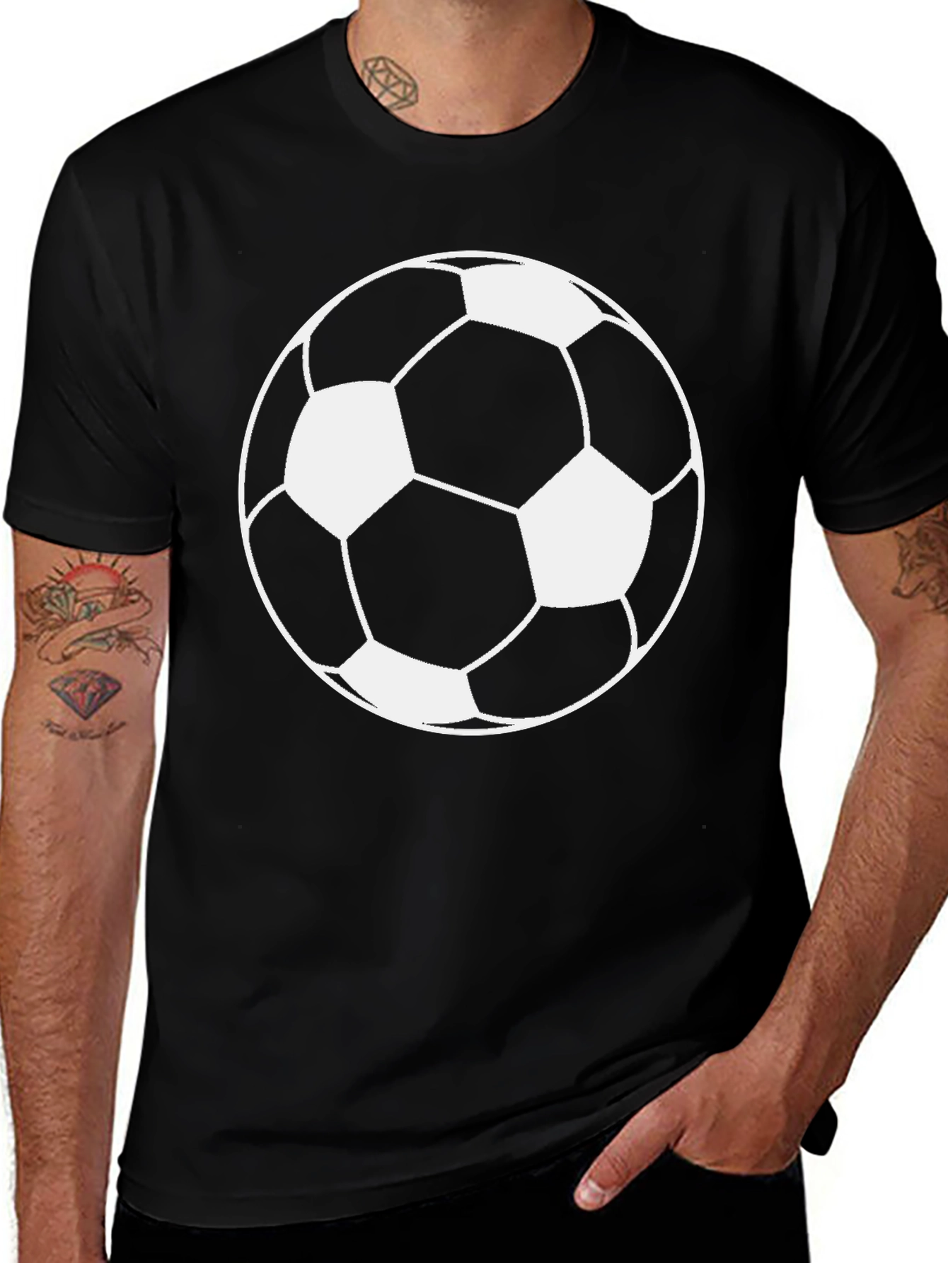 Soccer Ball Graphic Tee - Black Short Sleeve