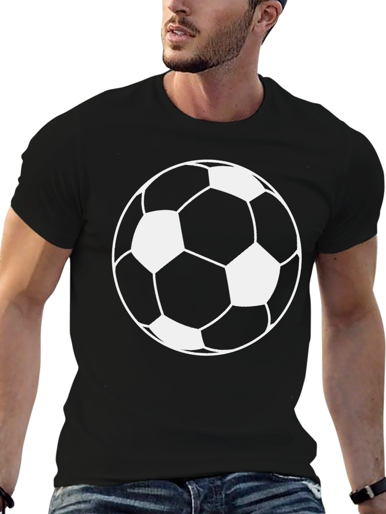 Soccer Ball Graphic Tee - Black Short Sleeve