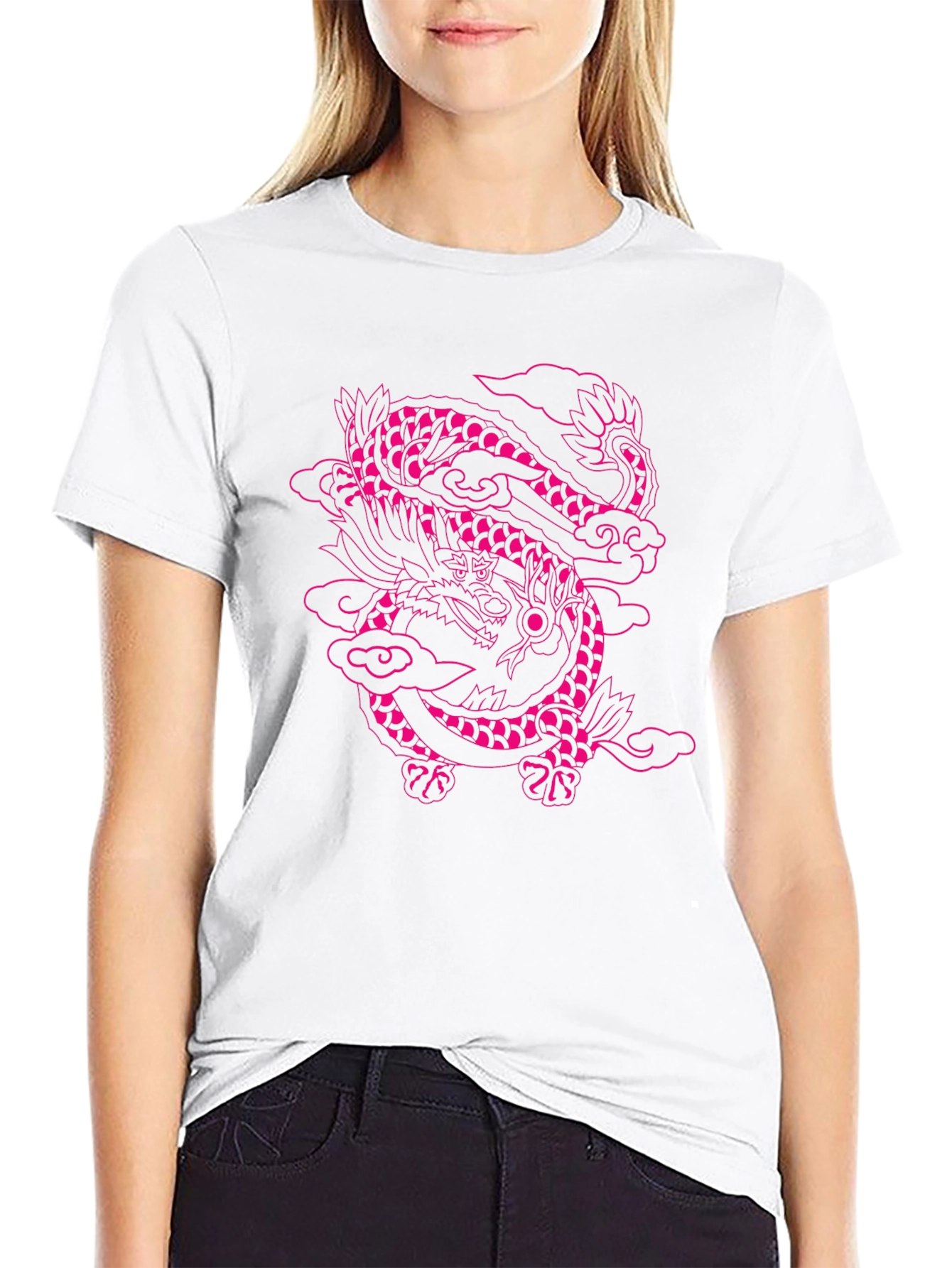 Pink Dragon Graphic Black T-Shirt
