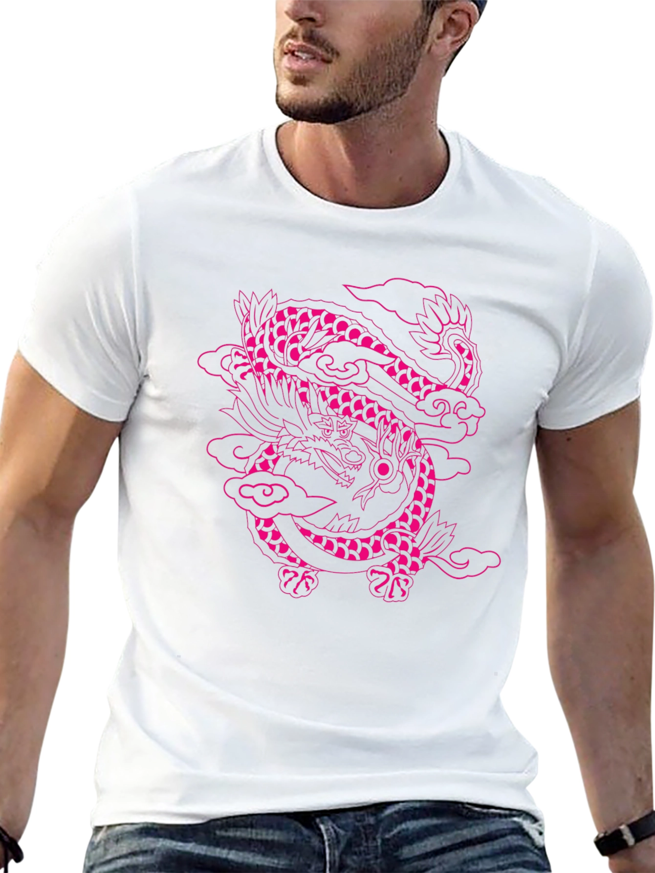 Pink Dragon Graphic Black T-Shirt