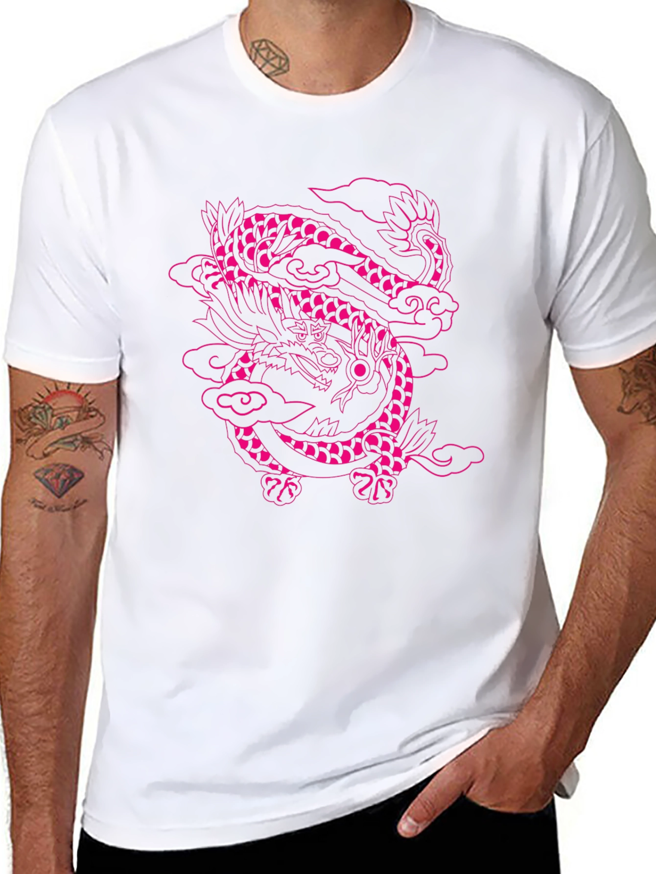 Pink Dragon Graphic Black T-Shirt