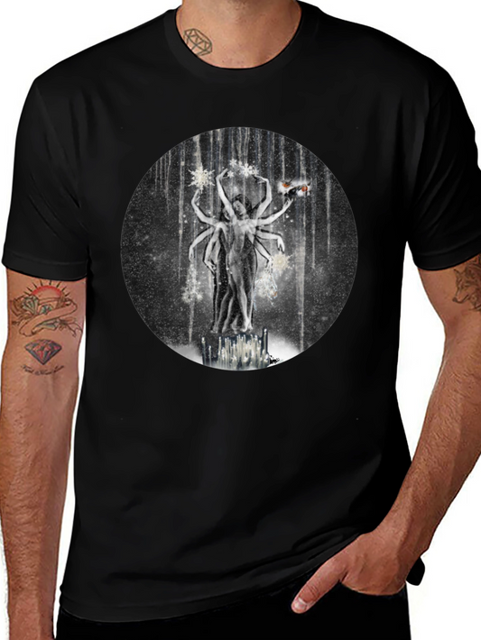 Surreal Multi-Armed Figure Black T-Shirt