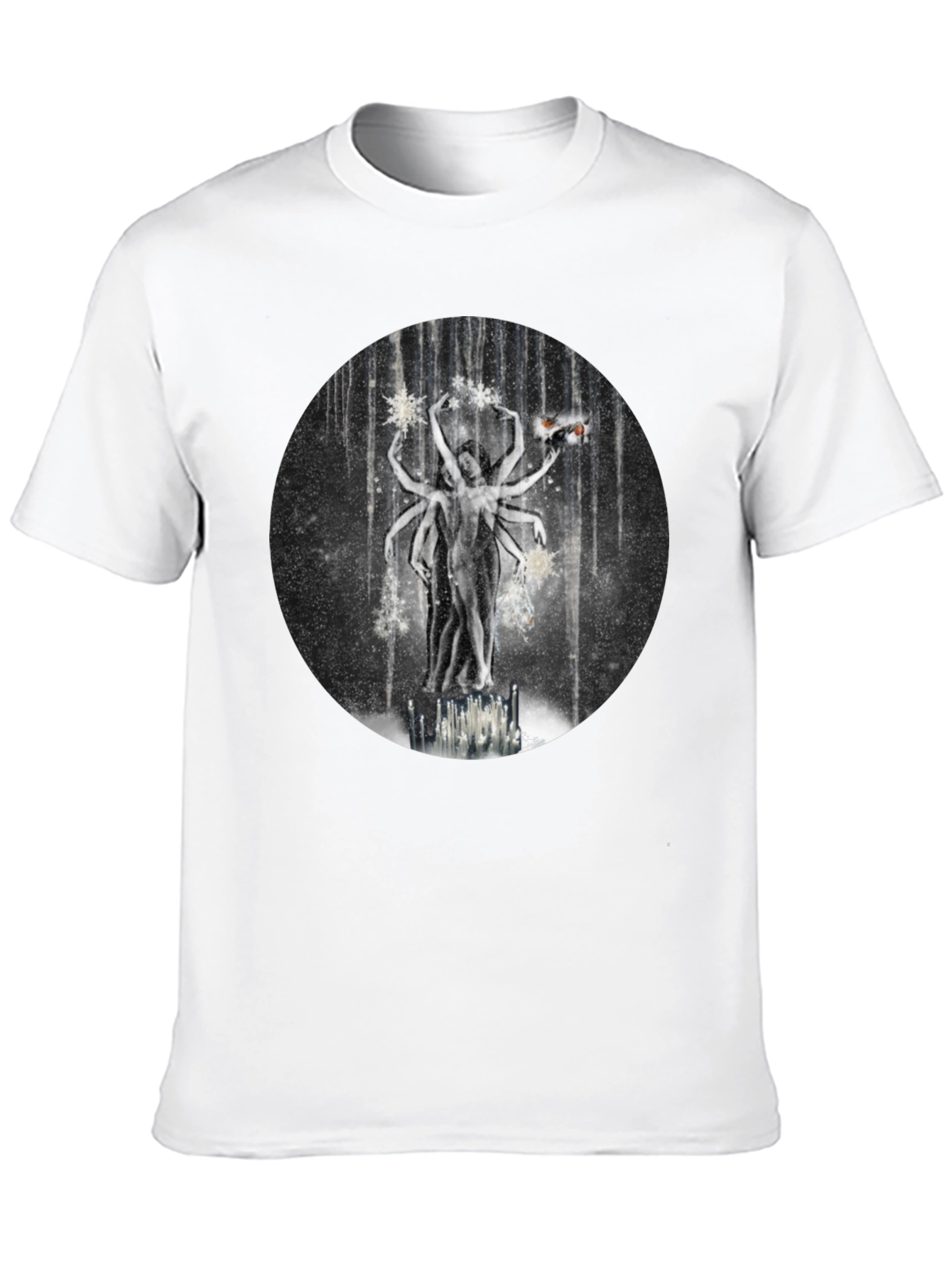 Surreal Multi-Armed Figure Black T-Shirt