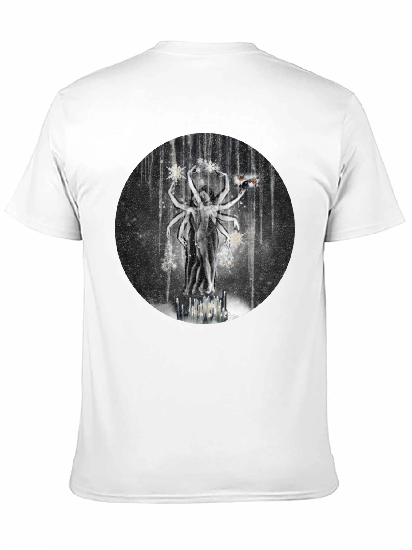 Surreal Multi-Armed Figure Black T-Shirt