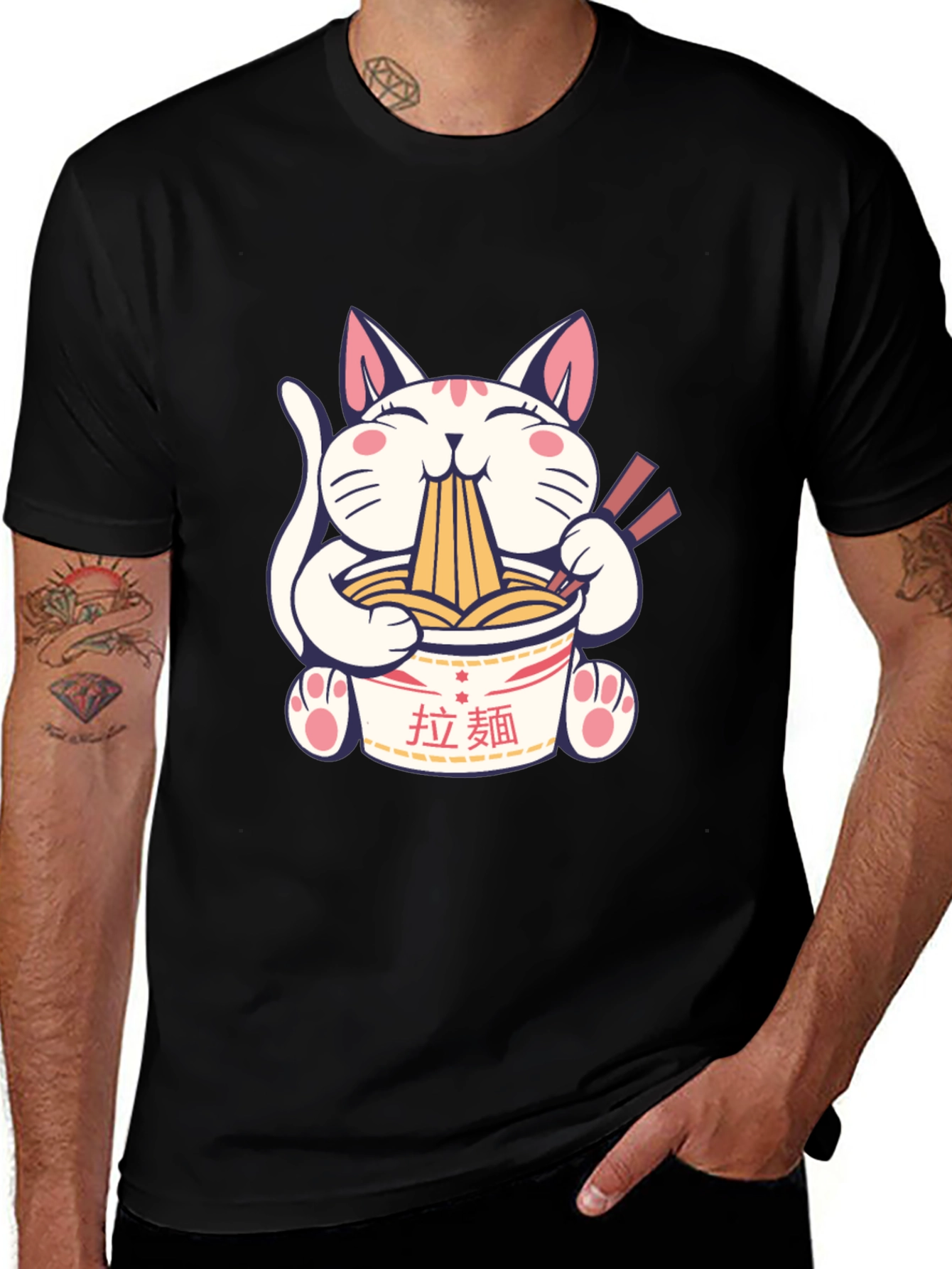 Ramen Cat Graphic T-Shirt - Unisex Cotton Tee