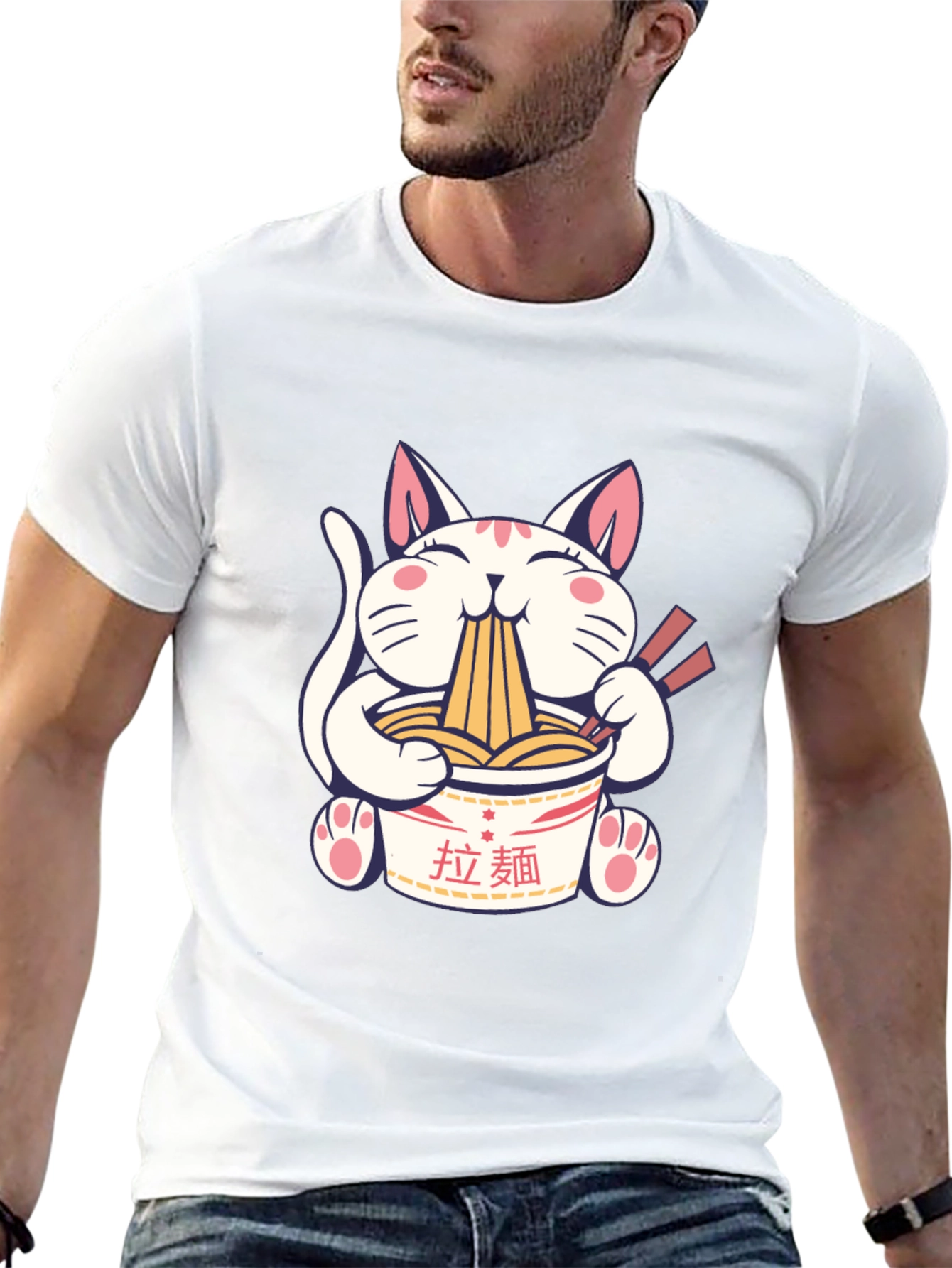 Ramen Cat Graphic T-Shirt - Unisex Cotton Tee