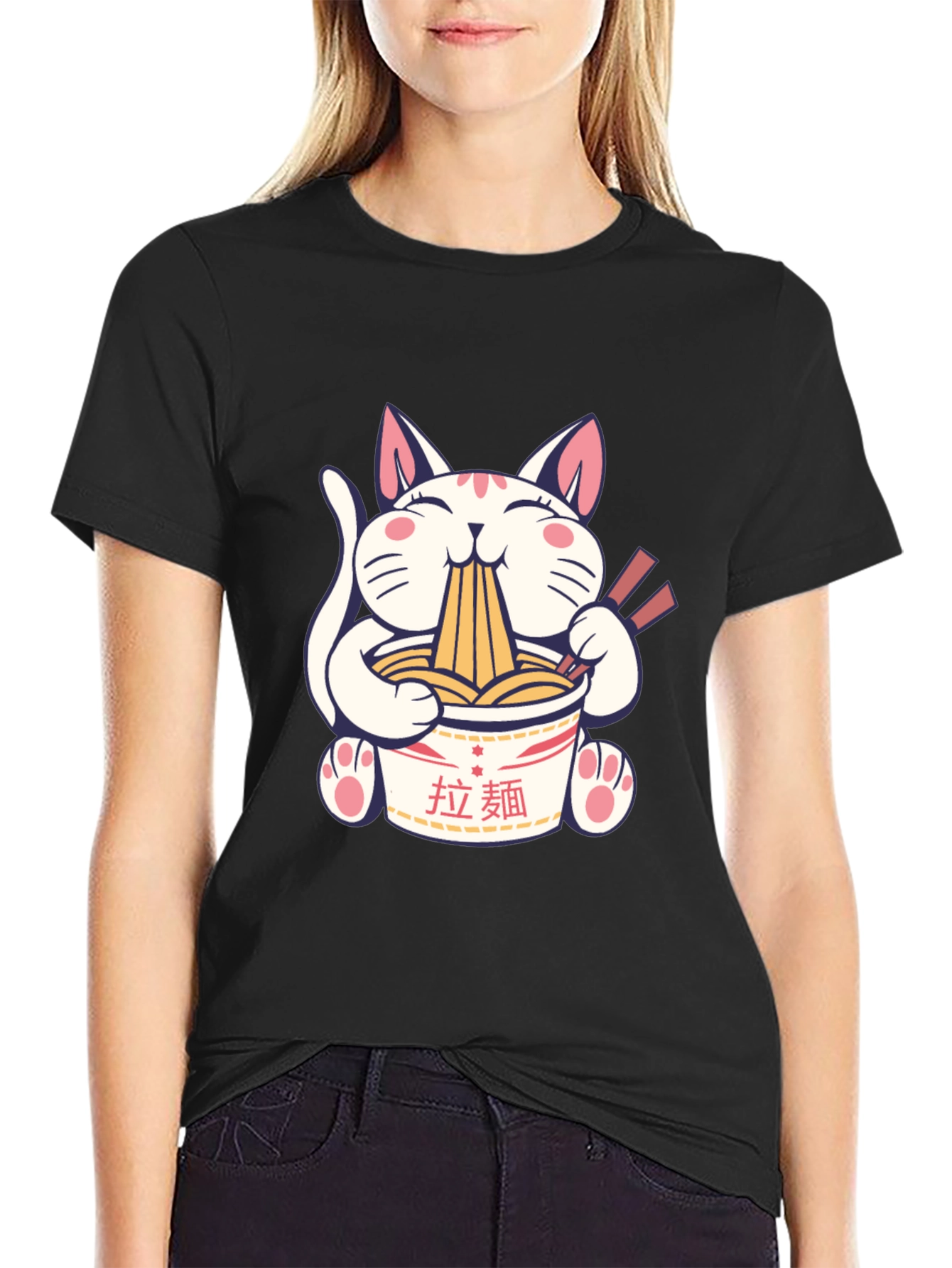 Ramen Cat Graphic T-Shirt - Unisex Cotton Tee