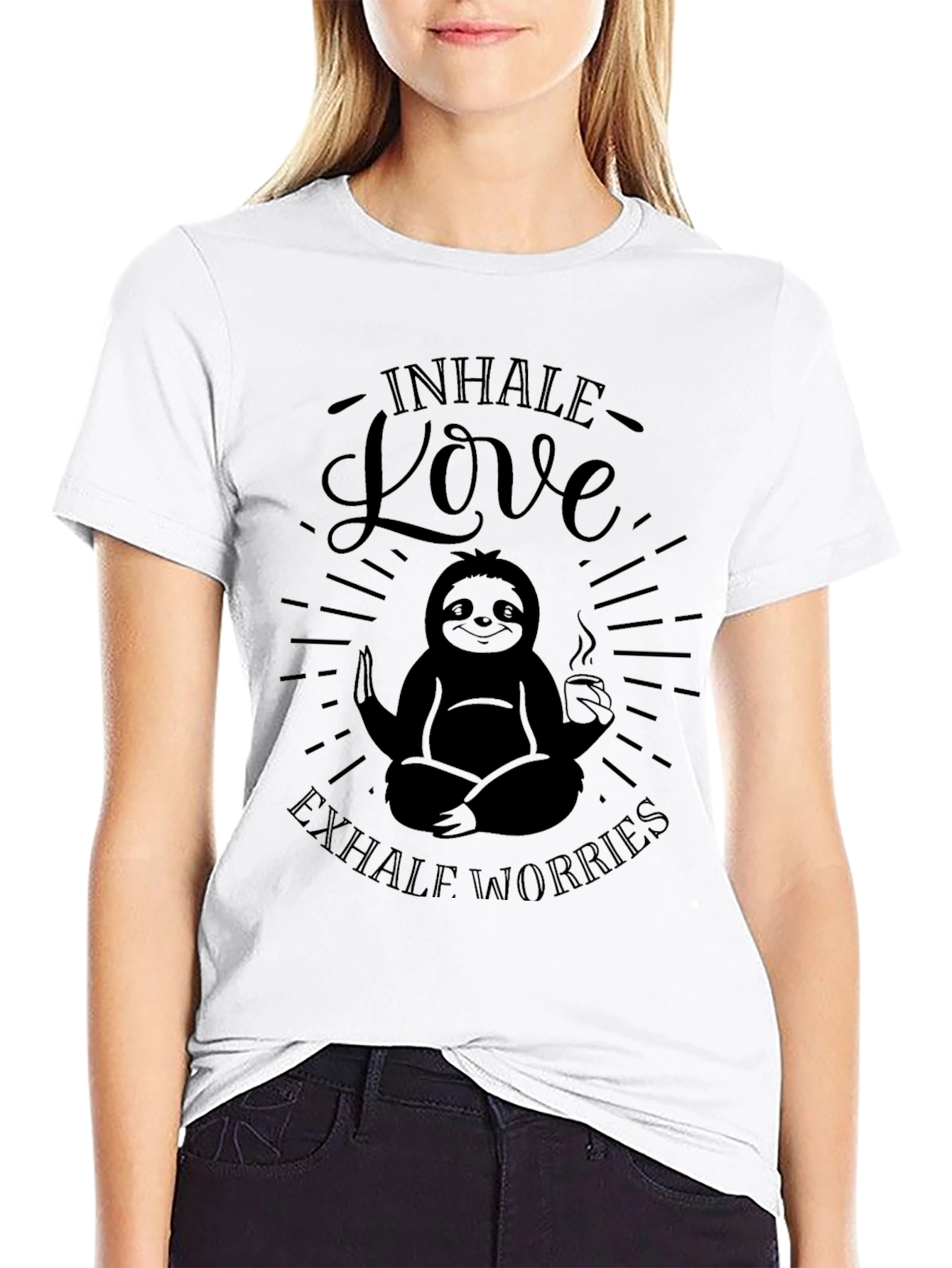 Inhale Love Exhale Worries Sloth Graphic T-Shirt