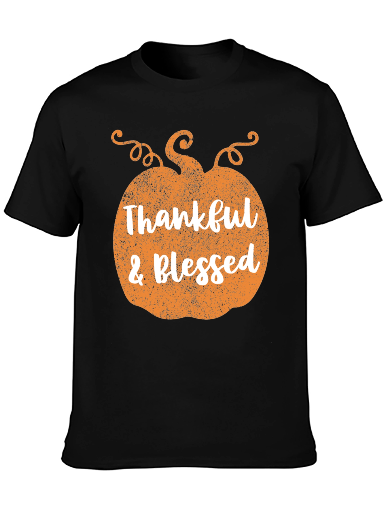 Thankful & Blessed Pumpkin Graphic Tee - Black