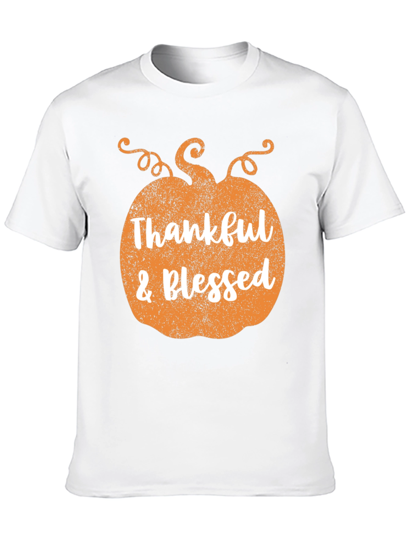 Thankful & Blessed Pumpkin Graphic Tee - Black