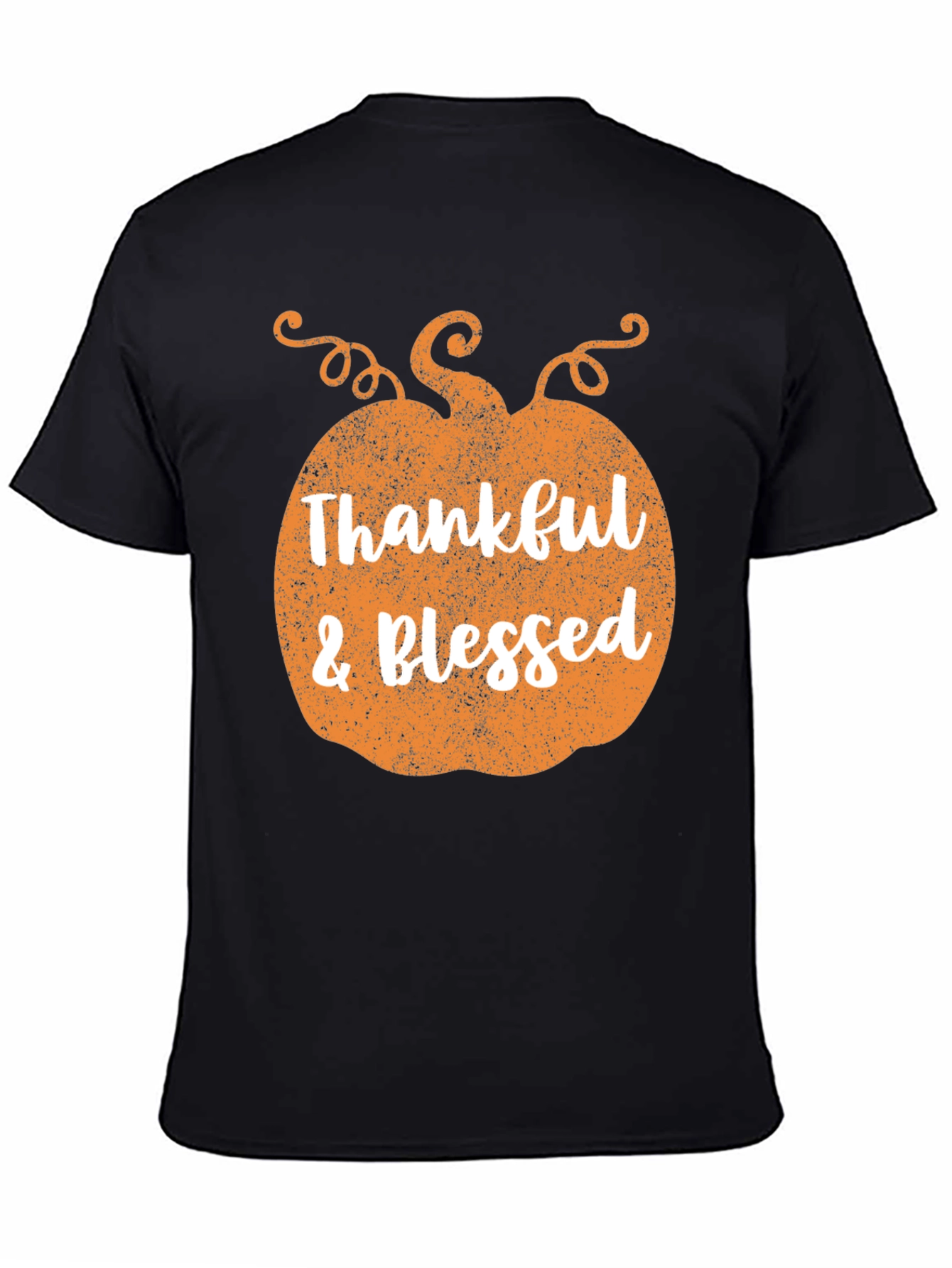 Thankful & Blessed Pumpkin Graphic Tee - Black