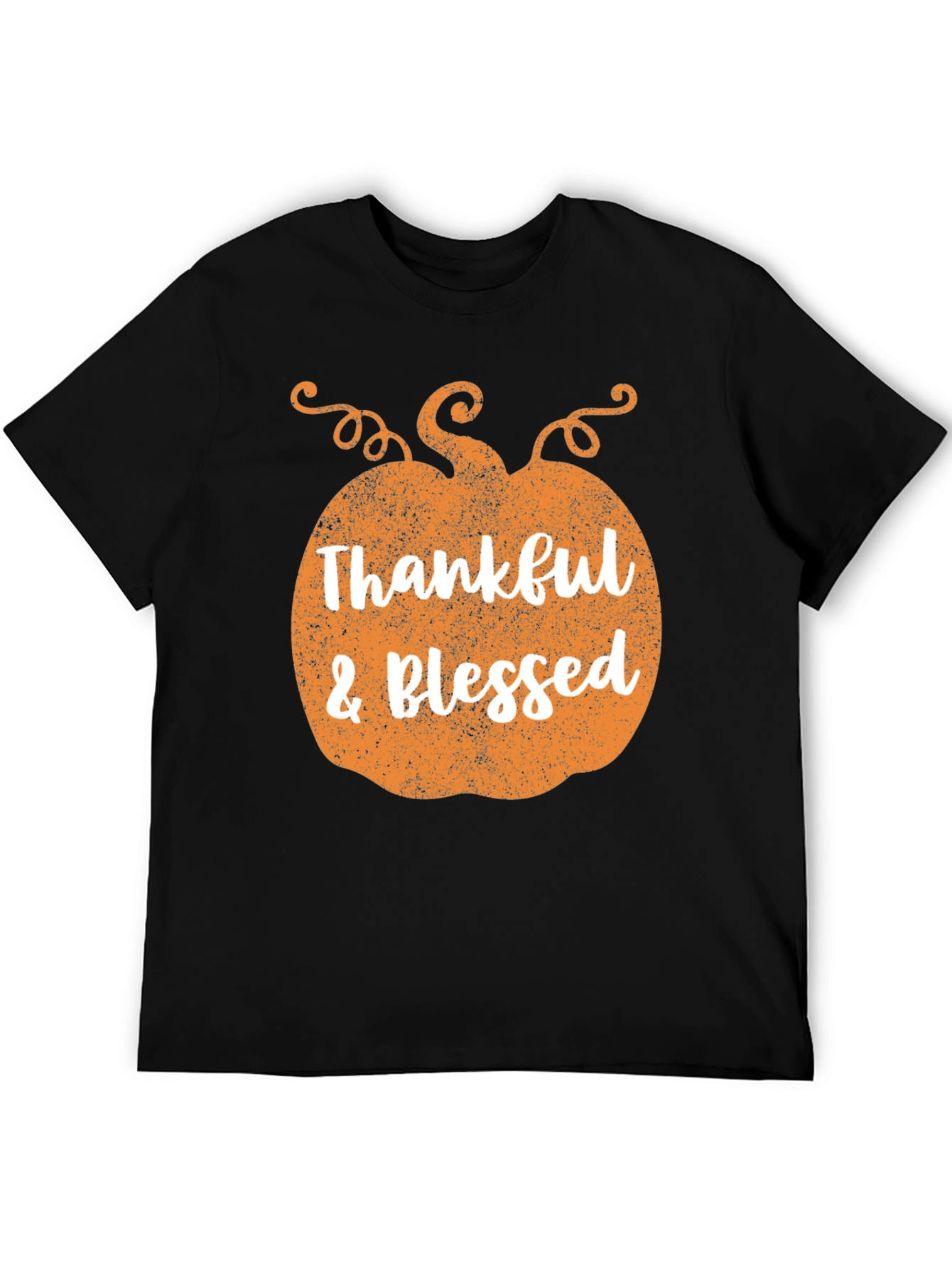 Thankful & Blessed Pumpkin Graphic Tee - Black