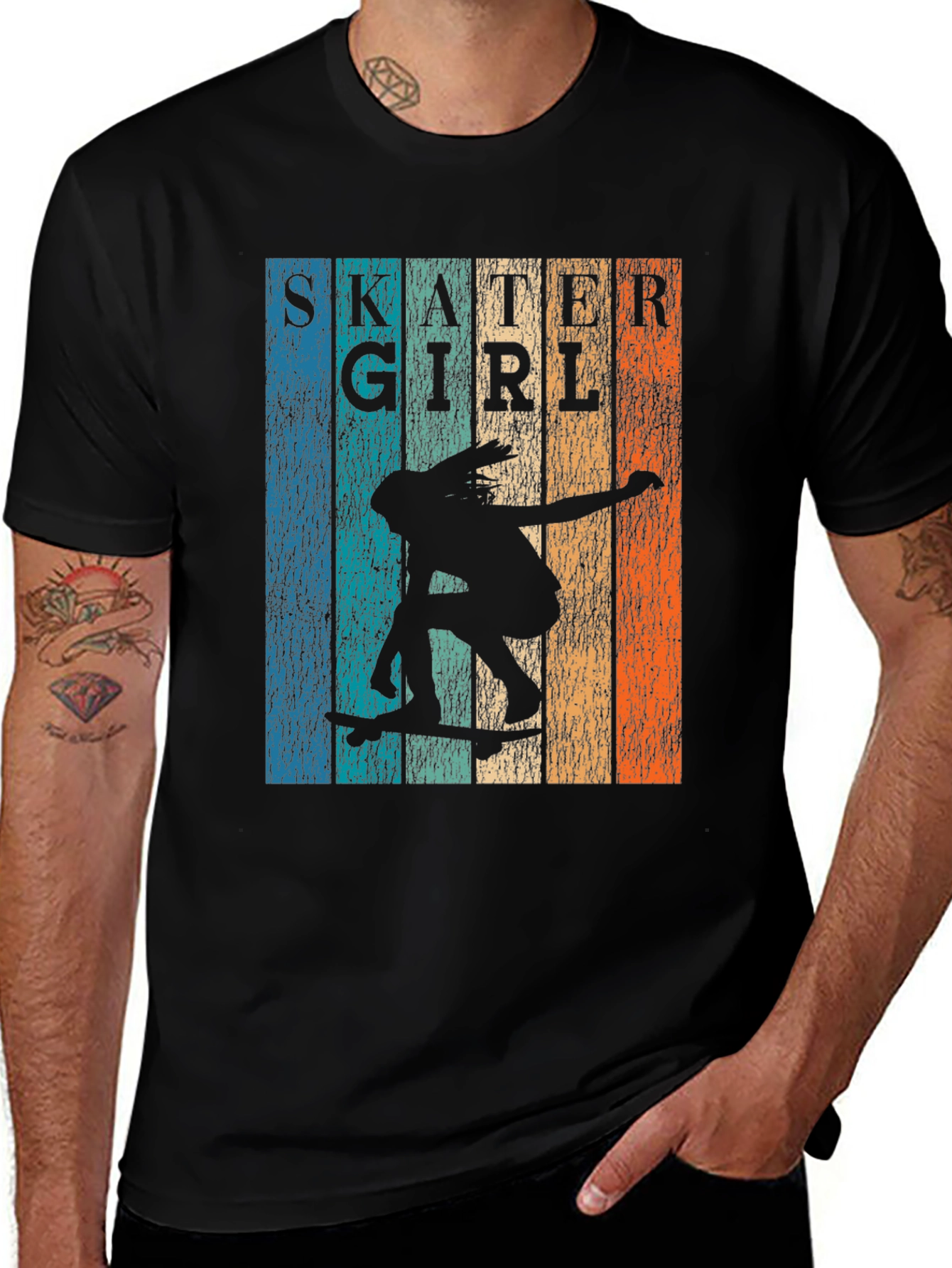 Skater Girl Retro Graphic T-Shirt