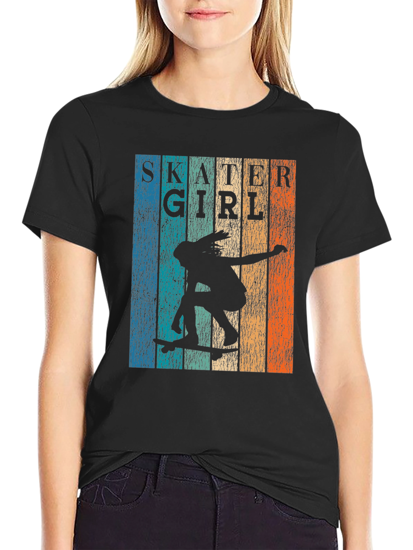 Skater Girl Retro Graphic T-Shirt