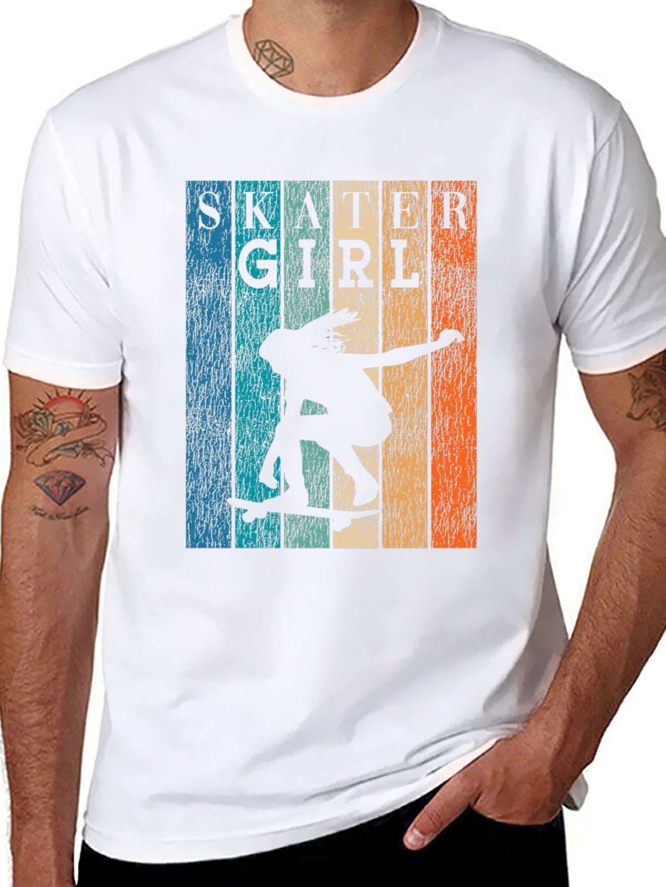 Skater Girl Retro Graphic T-Shirt