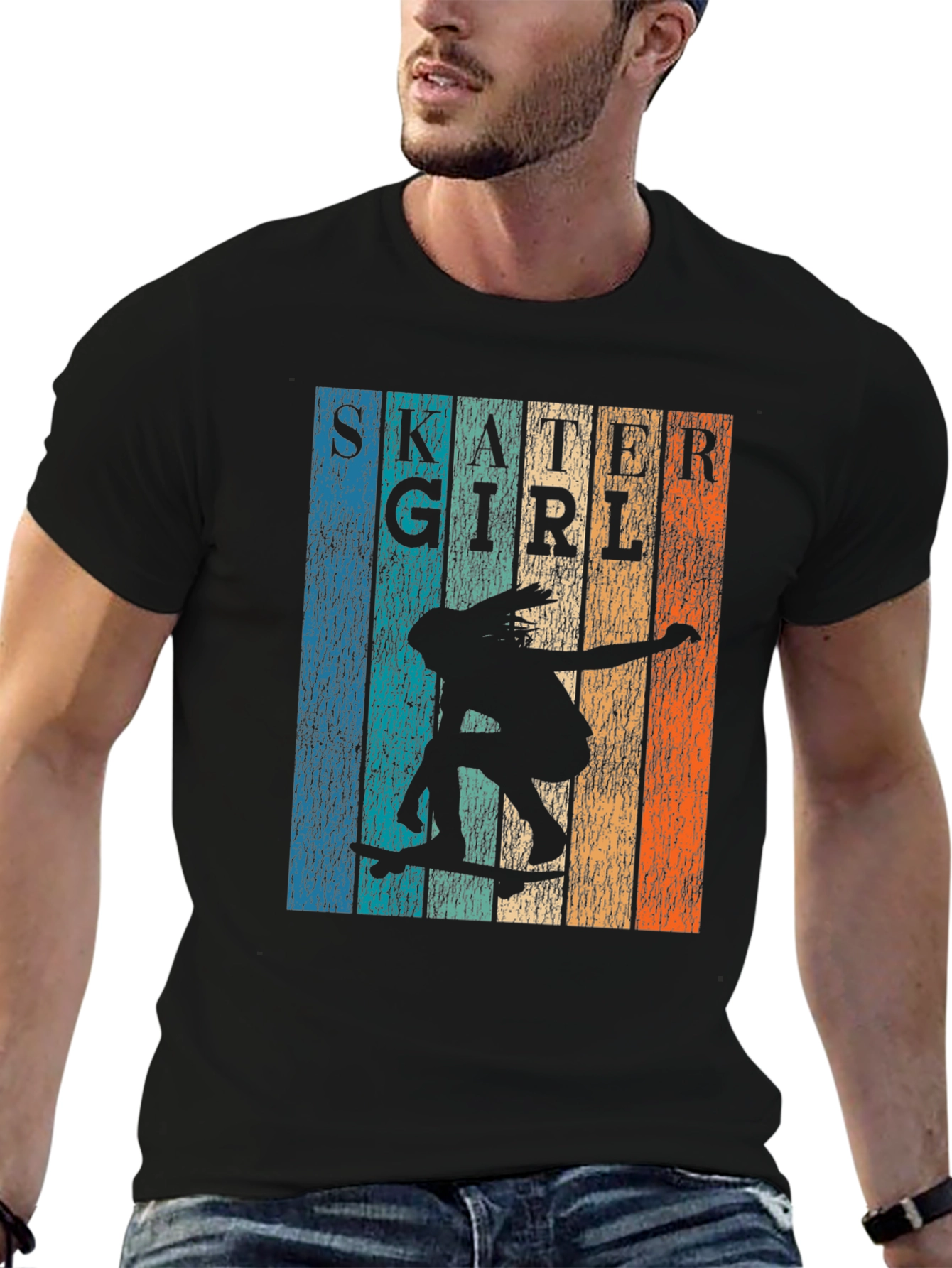 Skater Girl Retro Graphic T-Shirt