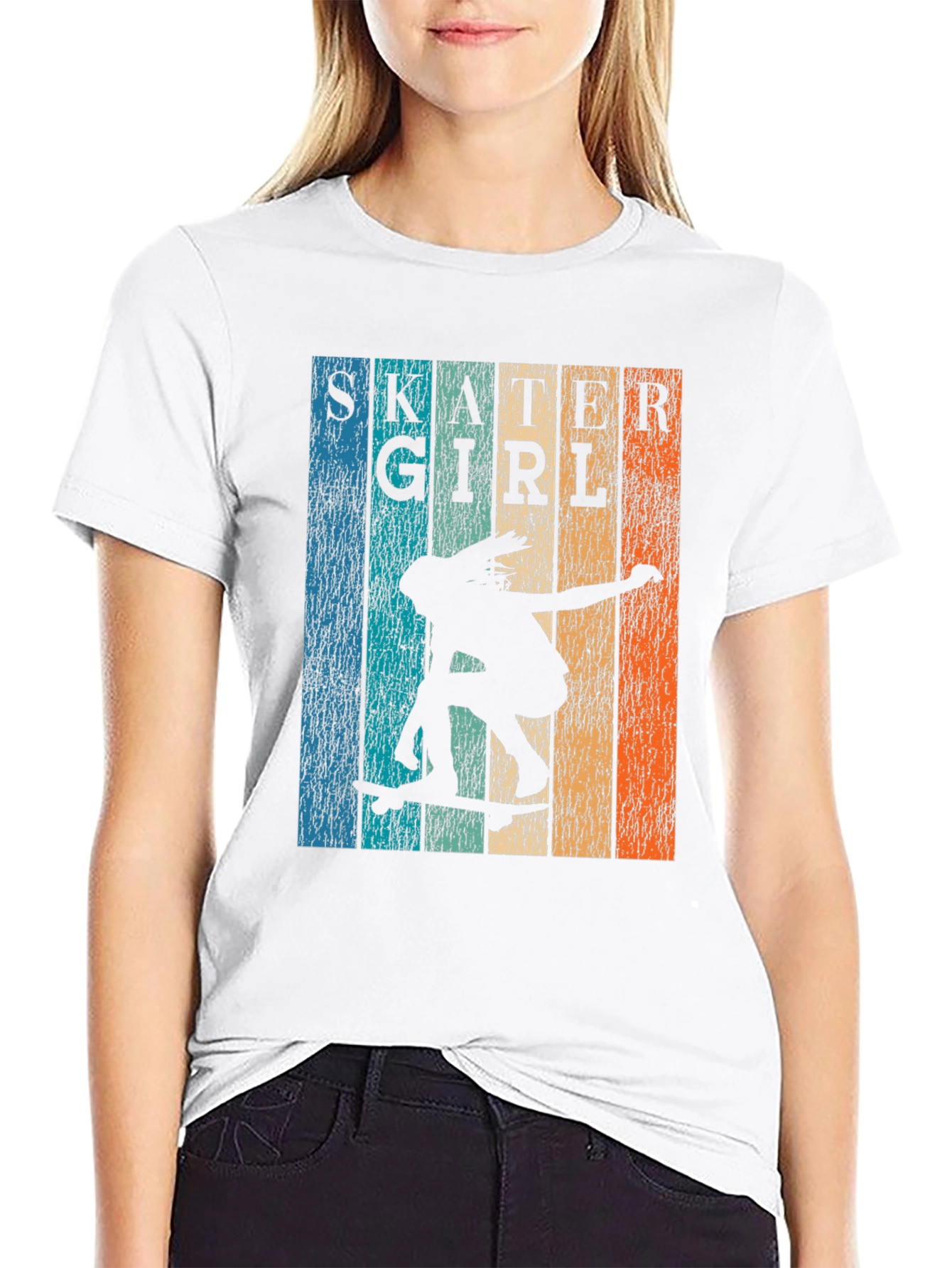 Skater Girl Retro Graphic T-Shirt