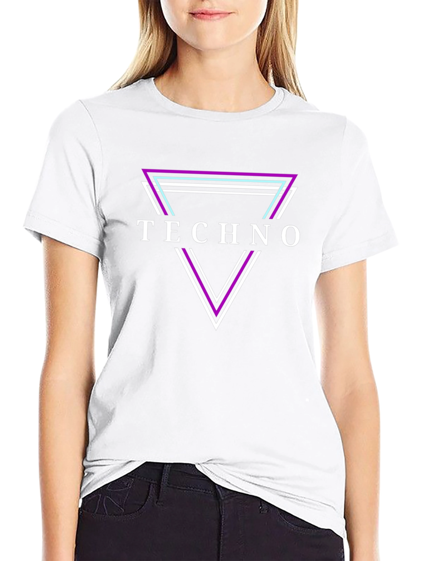 Techno Triangle Graphic Tee - Rave Style Shirt