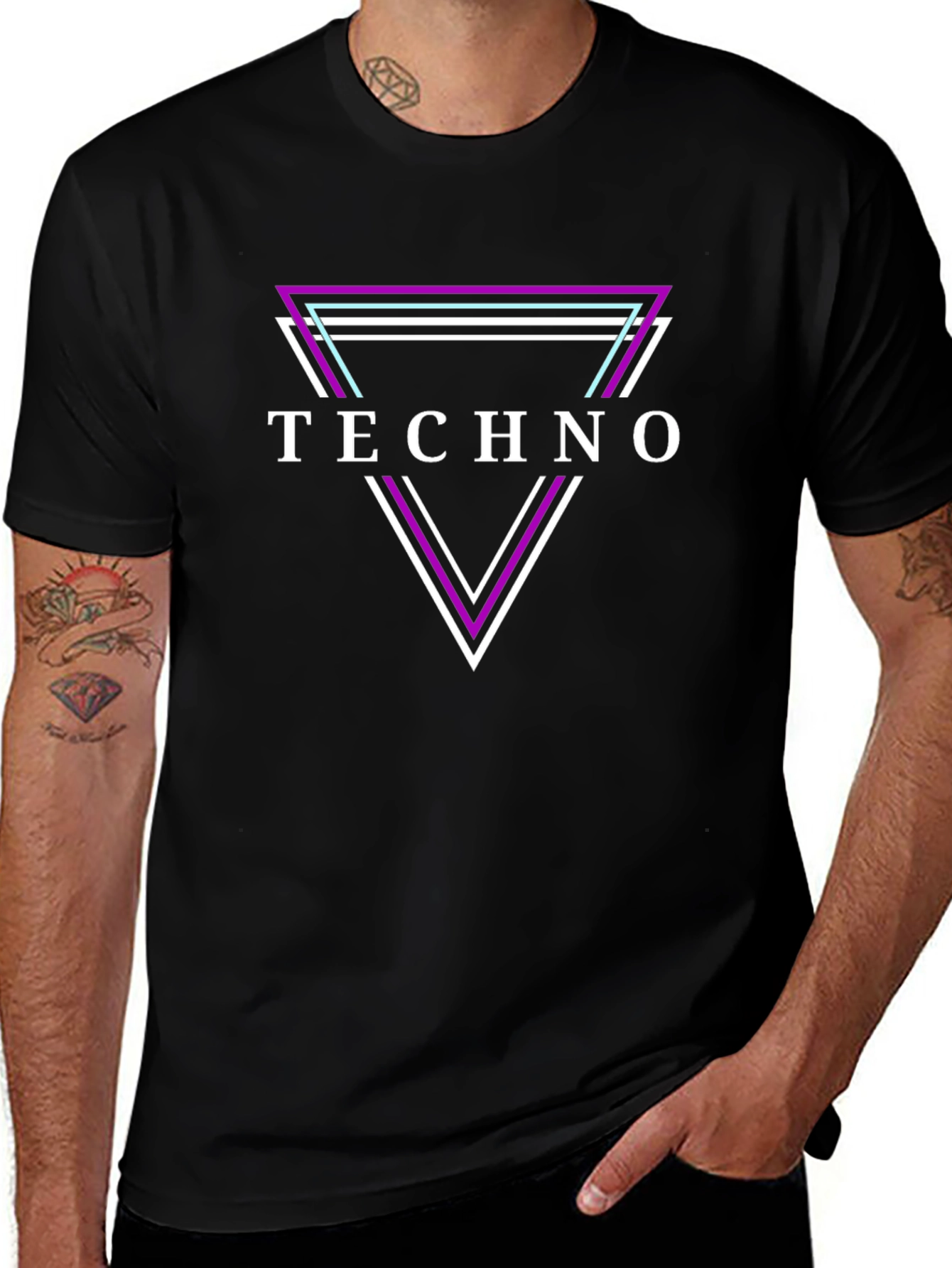 Techno Triangle Graphic Tee - Rave Style Shirt