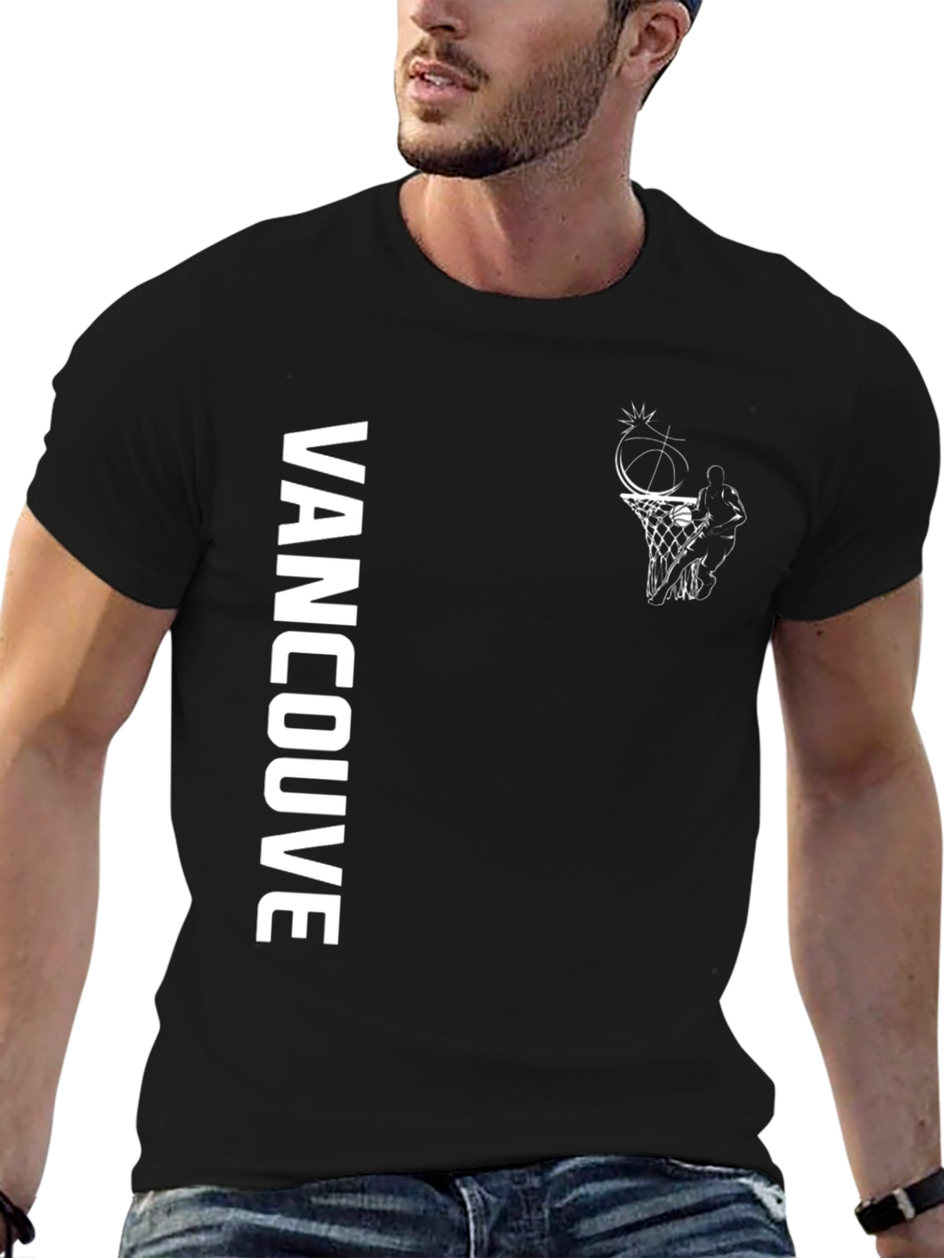 Vancouver Basketball Graphic T-Shirt - Black Cotton Tee
