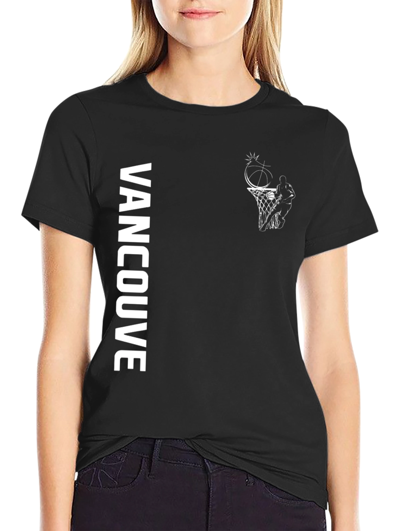 Vancouver Basketball Graphic T-Shirt - Black Cotton Tee