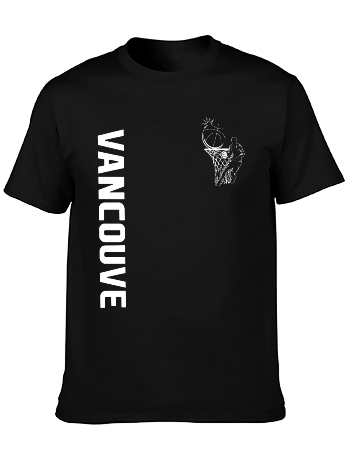 Vancouver Basketball Graphic T-Shirt - Black Cotton Tee