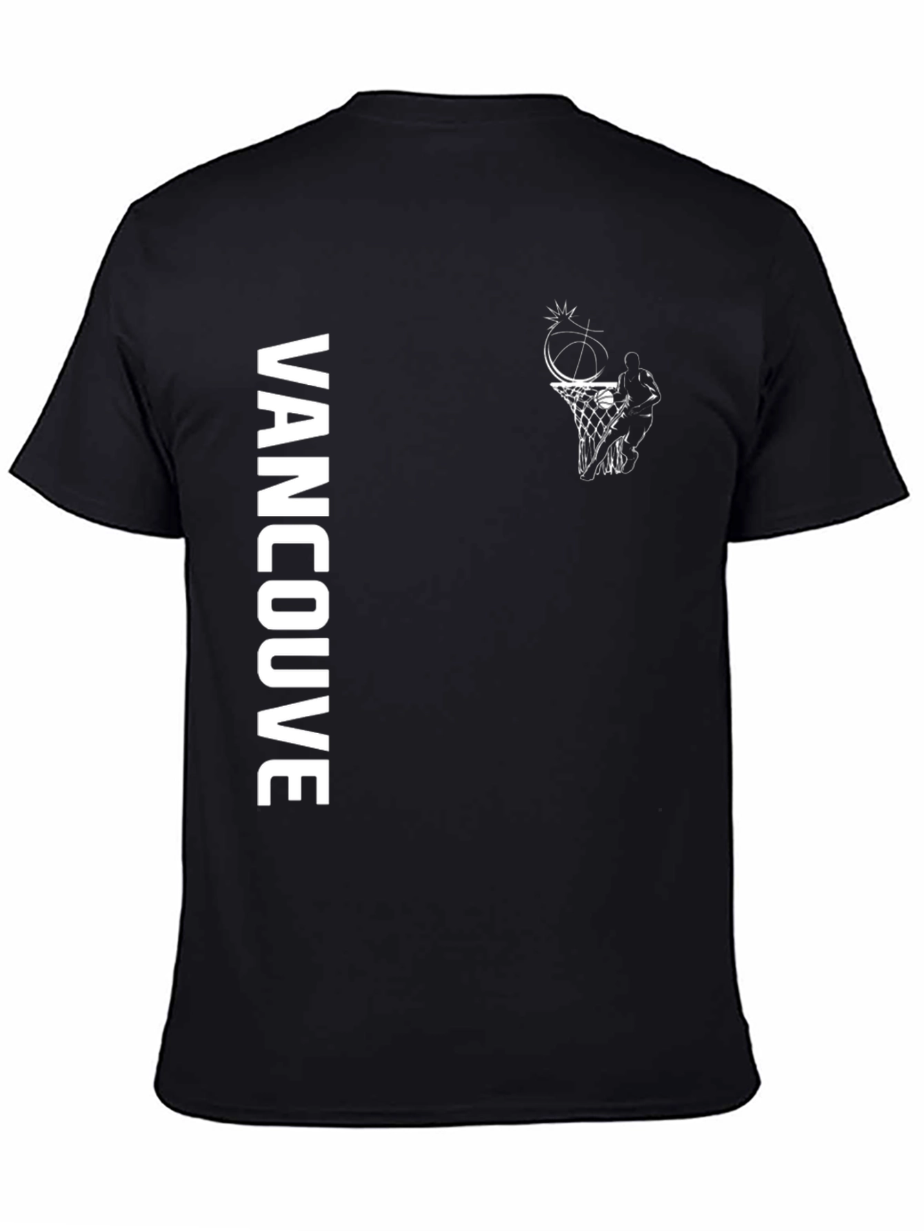 Vancouver Basketball Graphic T-Shirt - Black Cotton Tee