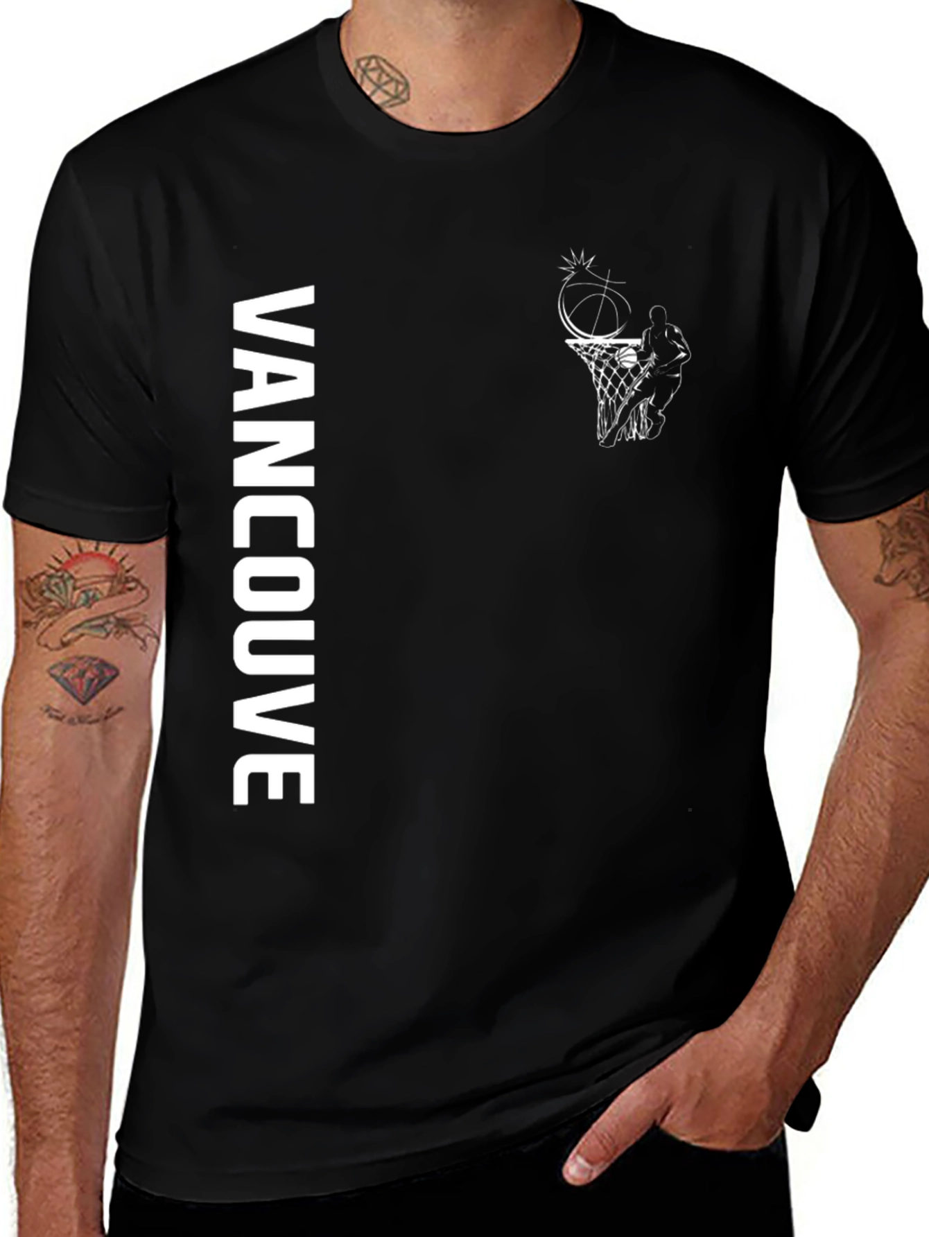 Vancouver Basketball Graphic T-Shirt - Black Cotton Tee