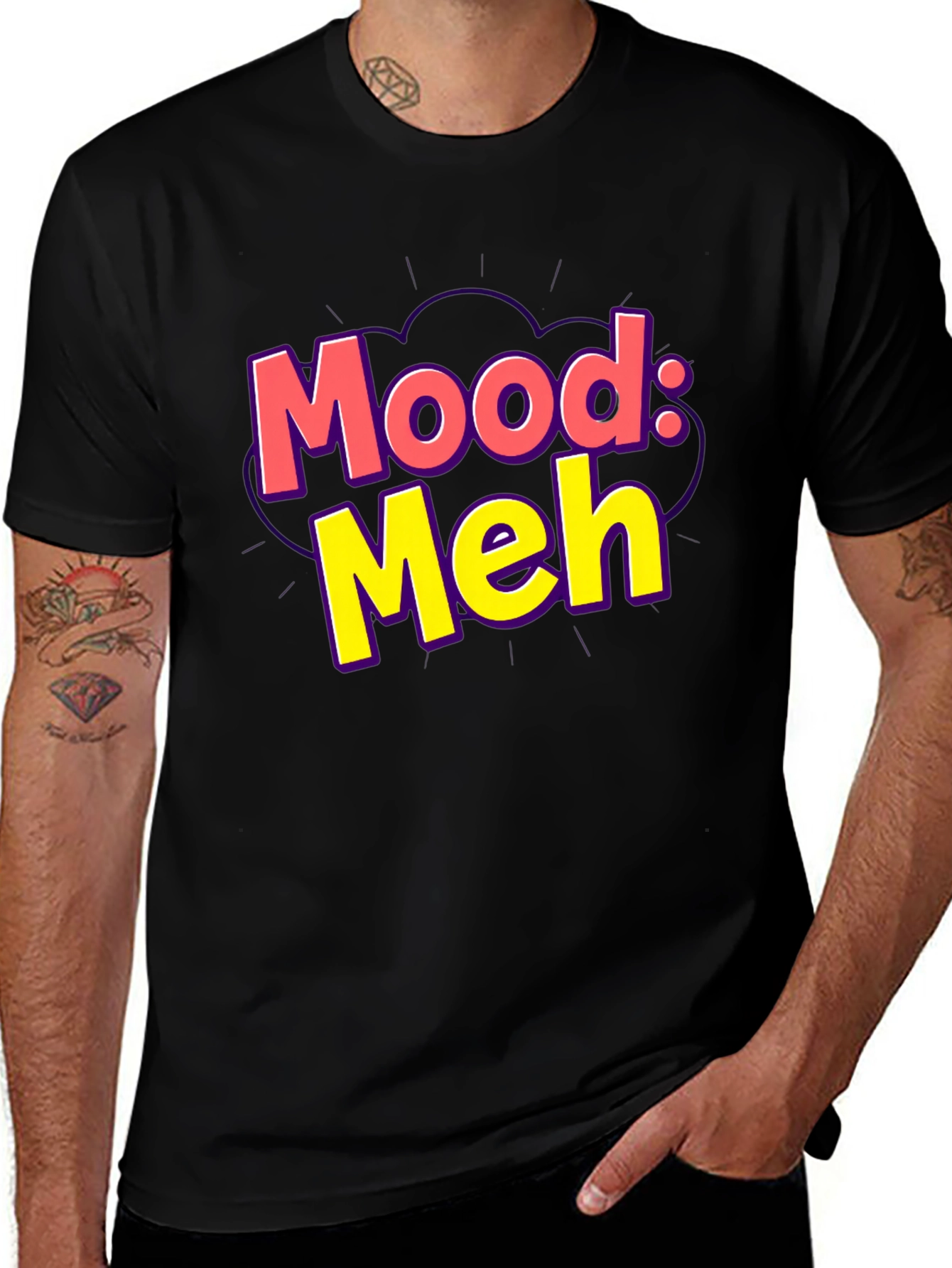 Mood: Meh Graphic Tee - Black Casual T-Shirt