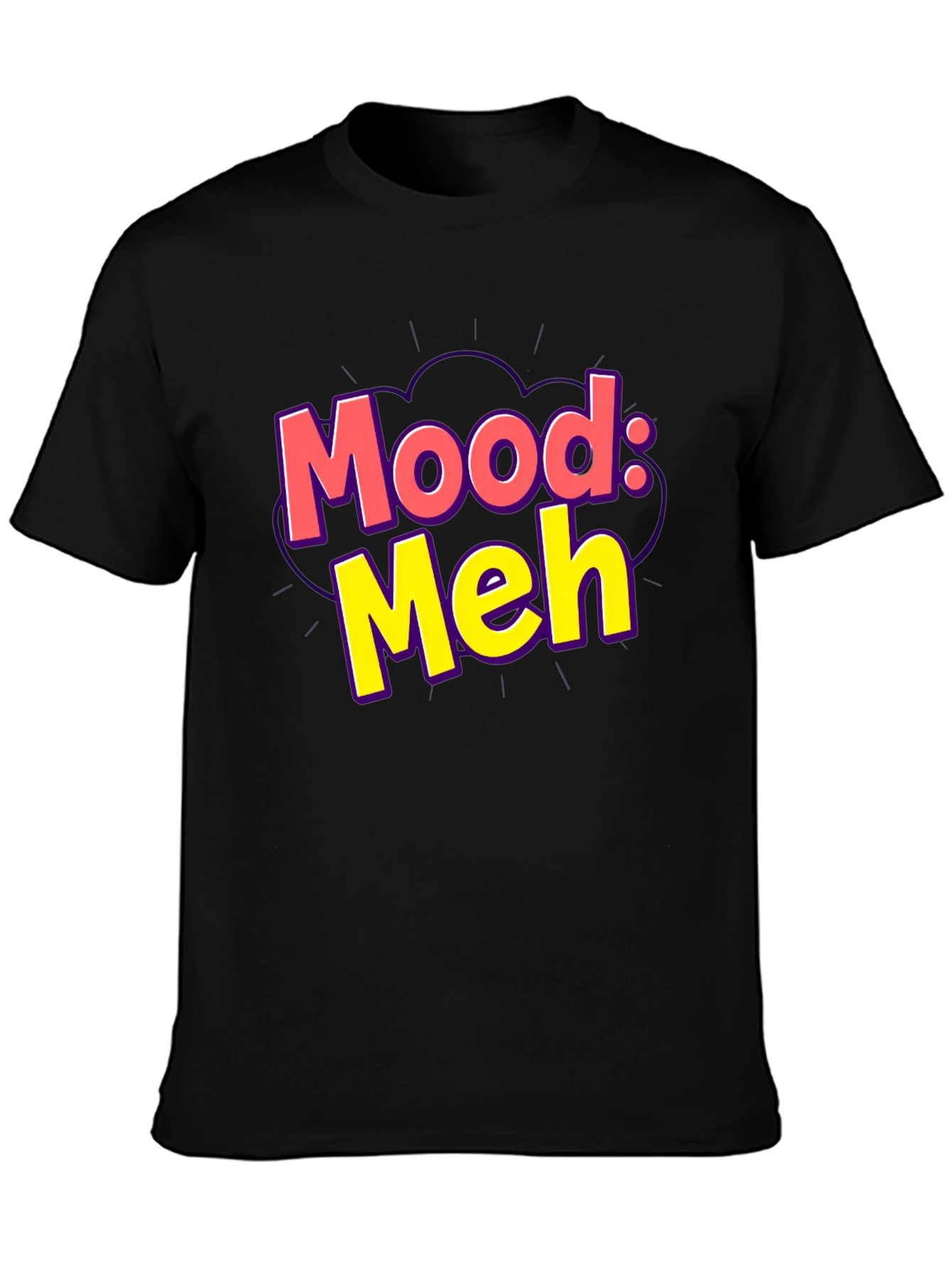 Mood: Meh Graphic Tee - Black Casual T-Shirt