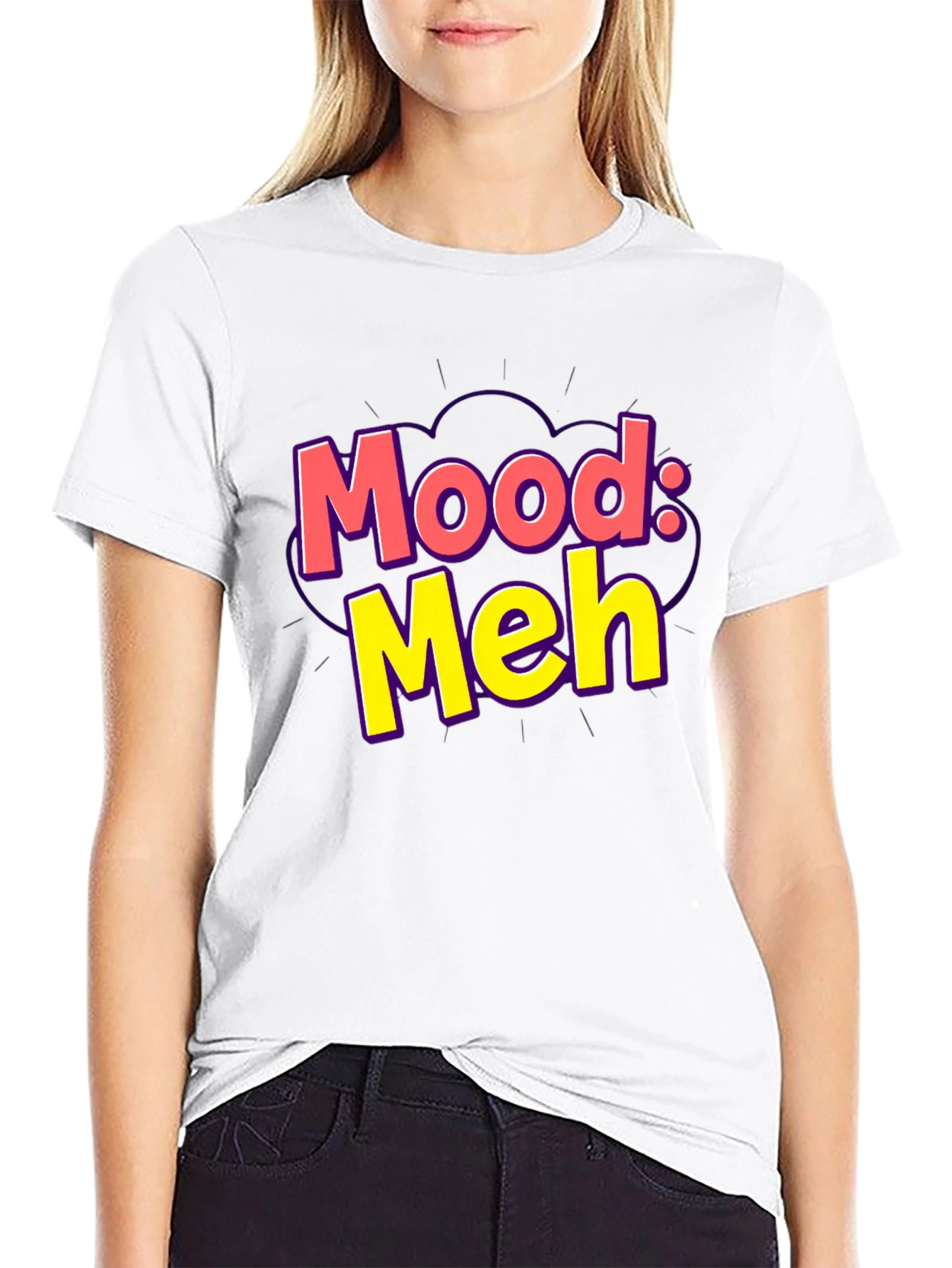Mood: Meh Graphic Tee - Black Casual T-Shirt