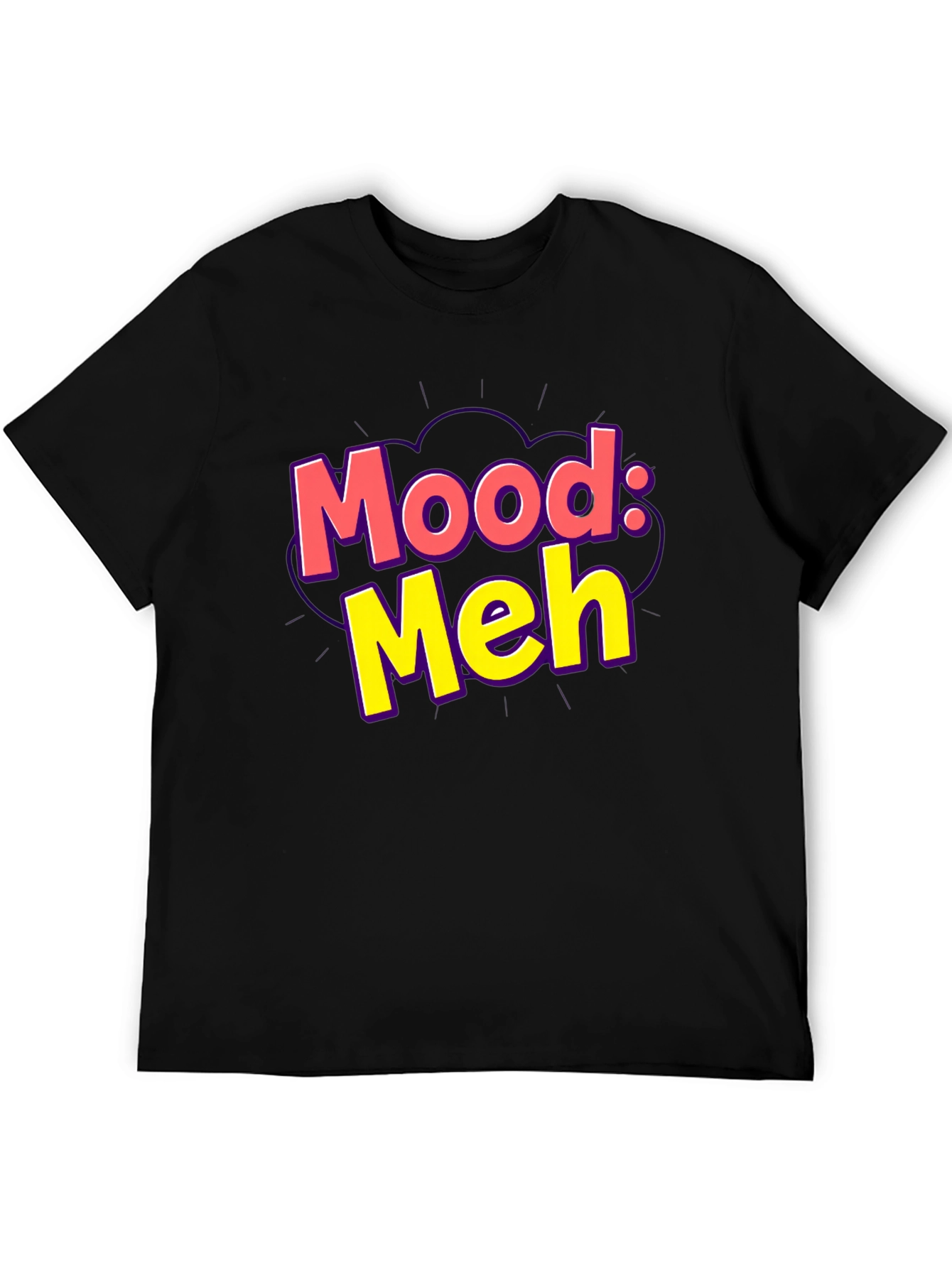 Mood: Meh Graphic Tee - Black Casual T-Shirt