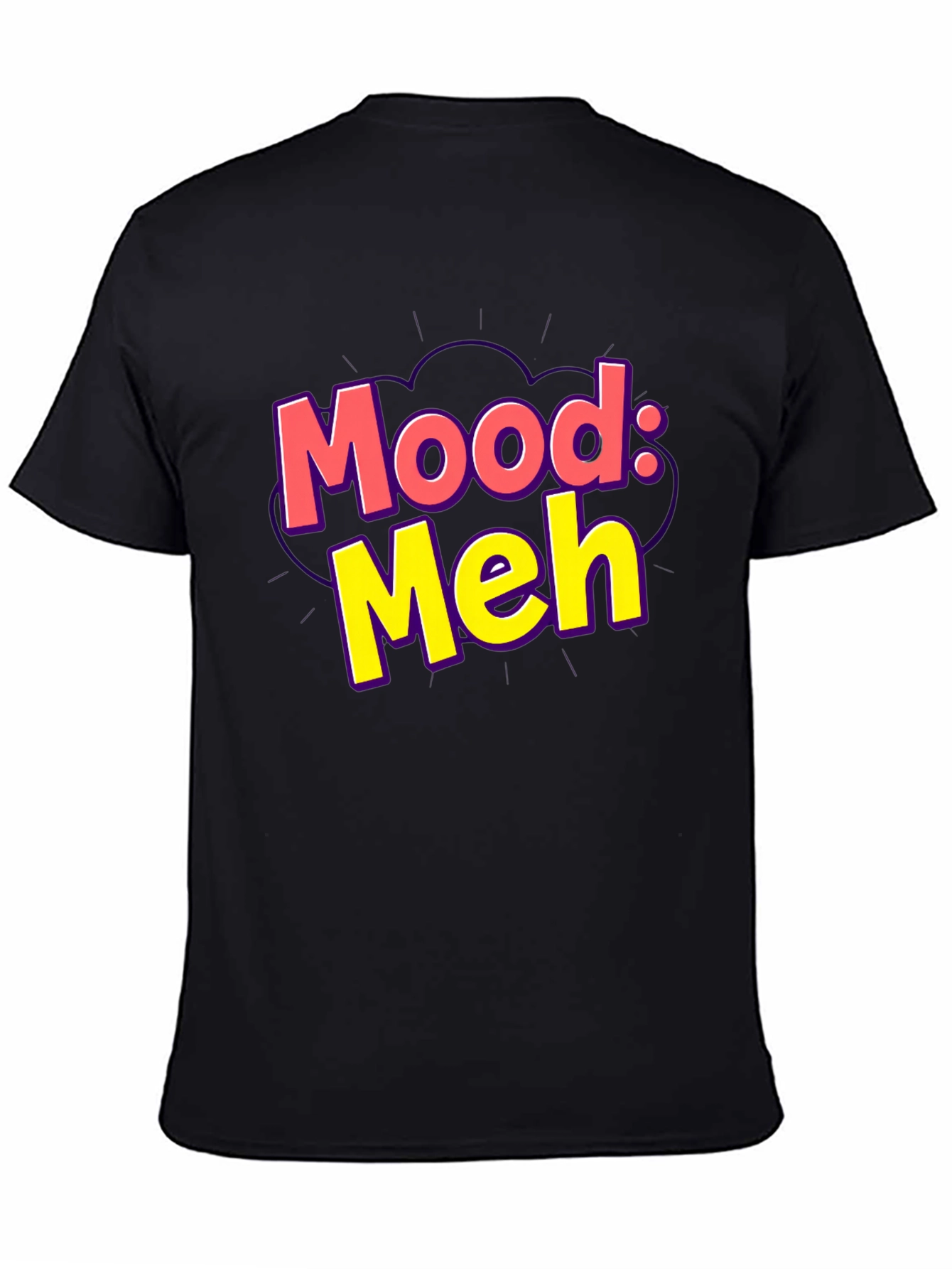 Mood: Meh Graphic Tee - Black Casual T-Shirt