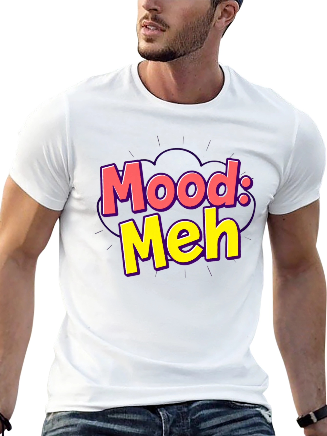 Mood: Meh Graphic Tee - Black Casual T-Shirt