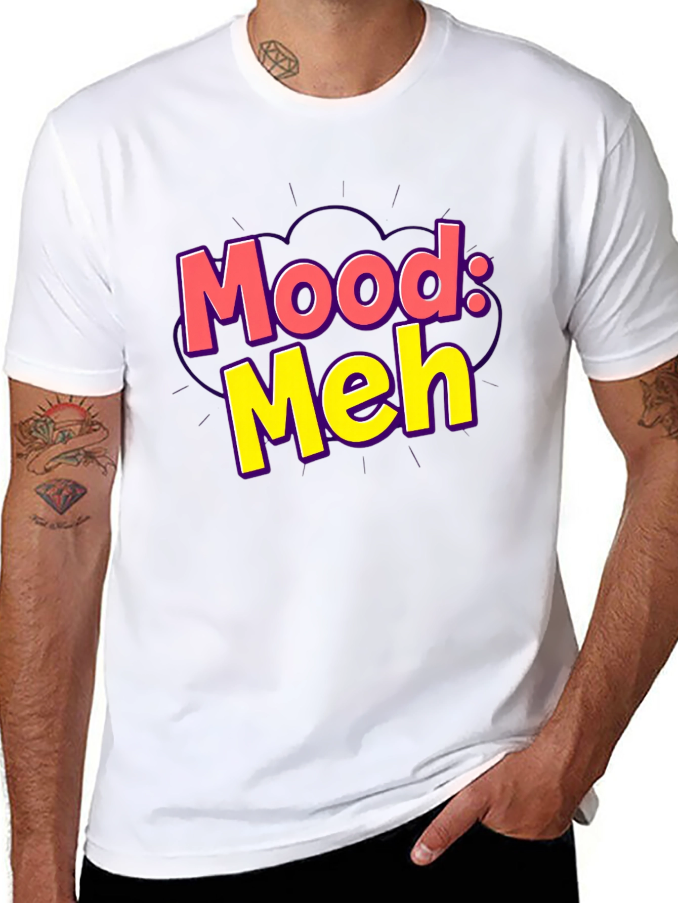 Mood: Meh Graphic Tee - Black Casual T-Shirt