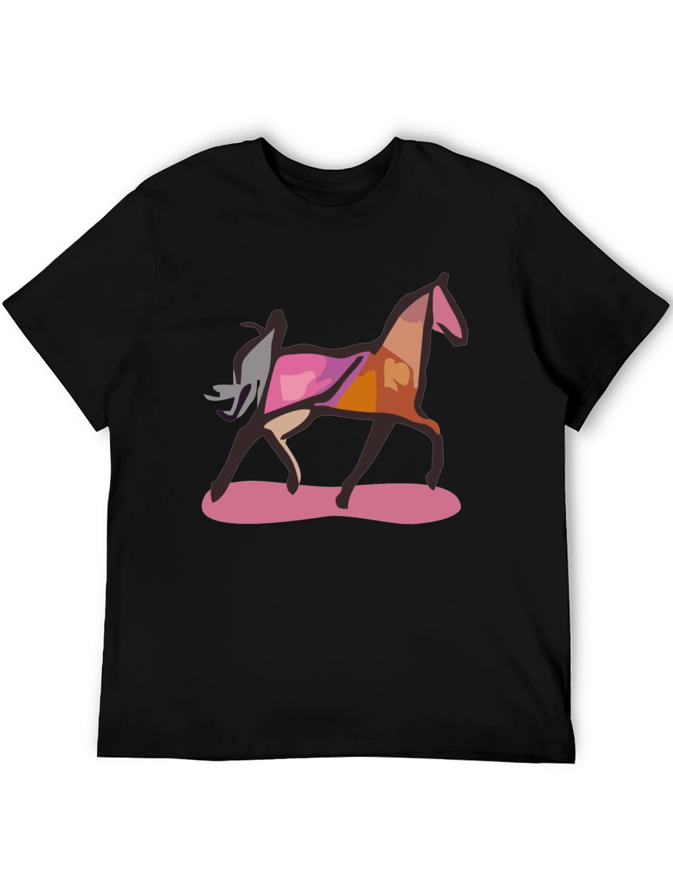 Abstract Horse Graphic Black T-Shirt