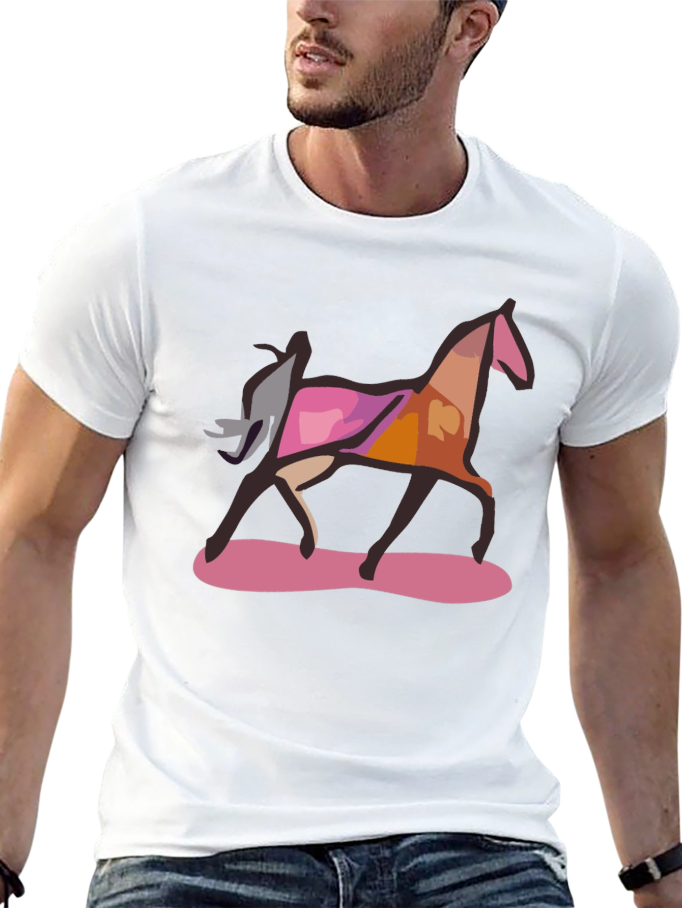 Abstract Horse Graphic Black T-Shirt