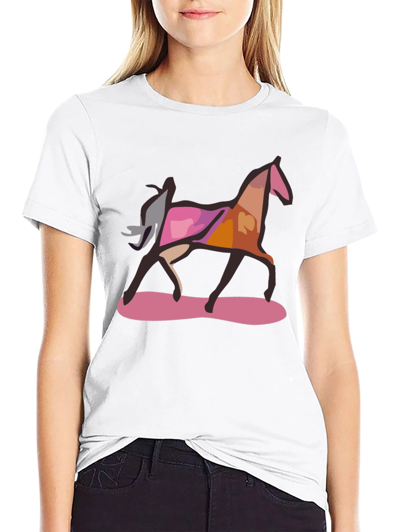 Abstract Horse Graphic Black T-Shirt