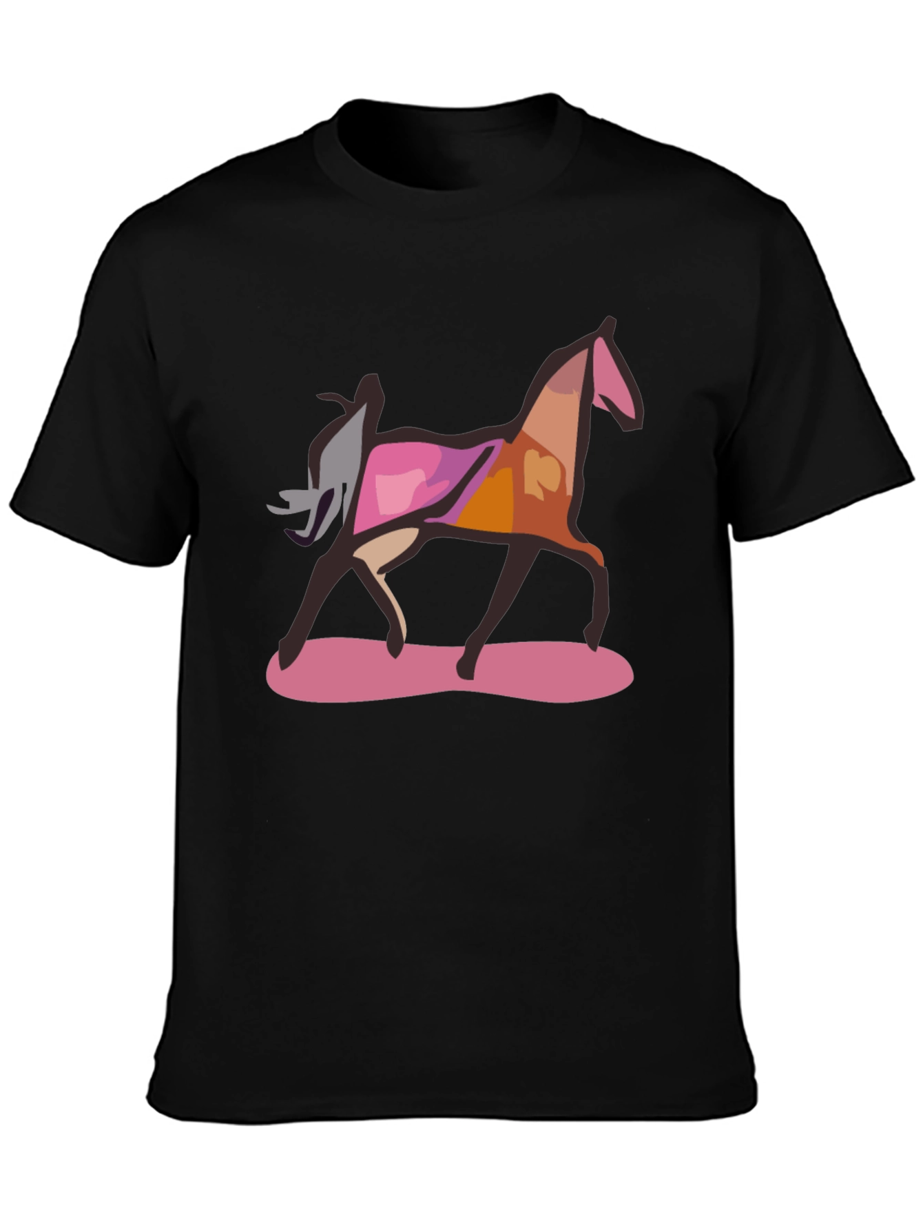 Abstract Horse Graphic Black T-Shirt