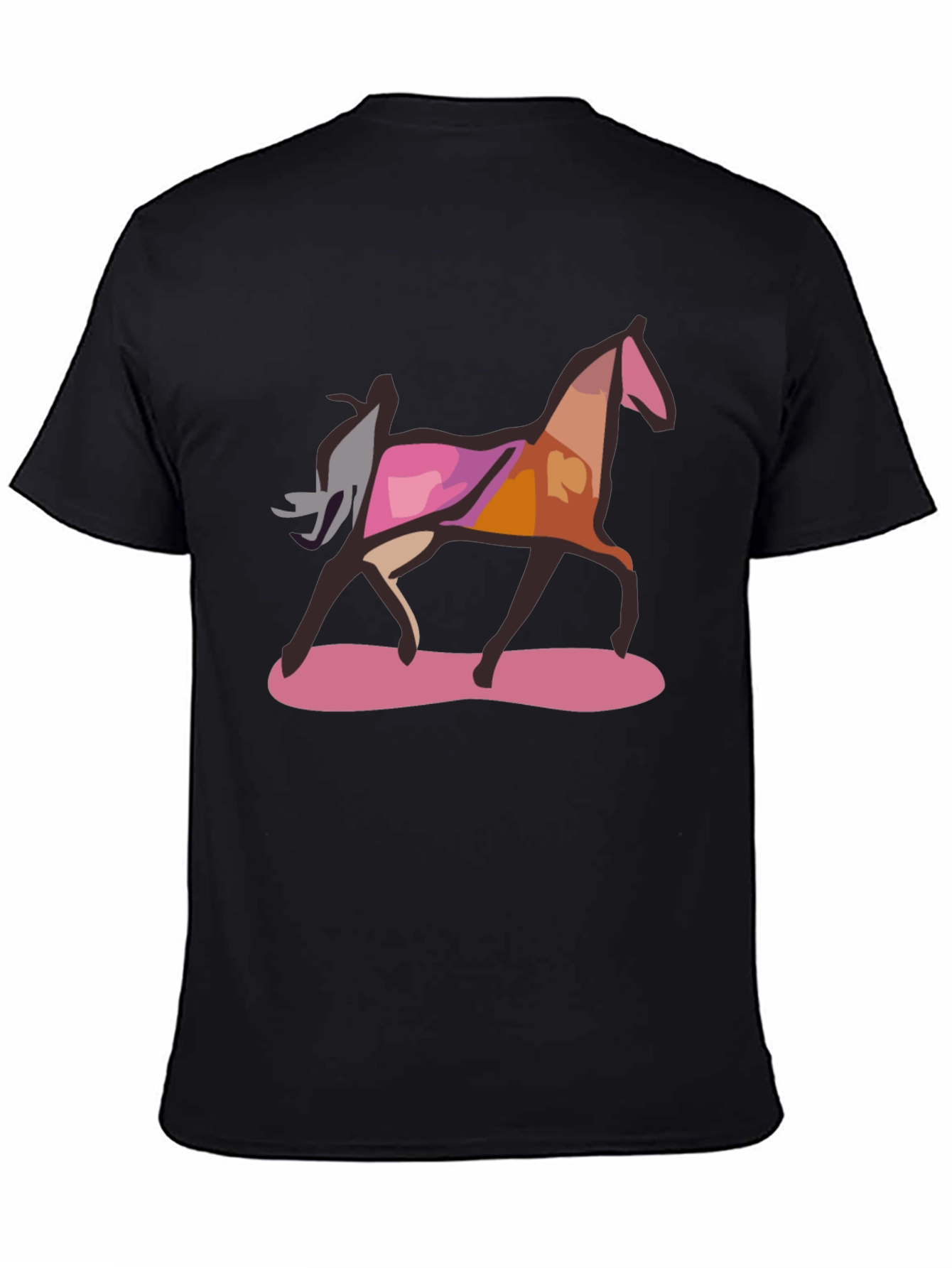 Abstract Horse Graphic Black T-Shirt