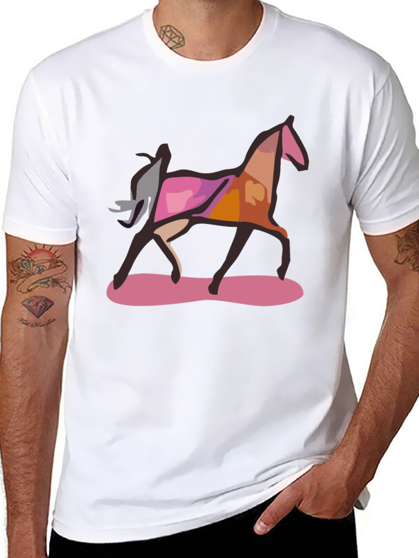 Abstract Horse Graphic Black T-Shirt