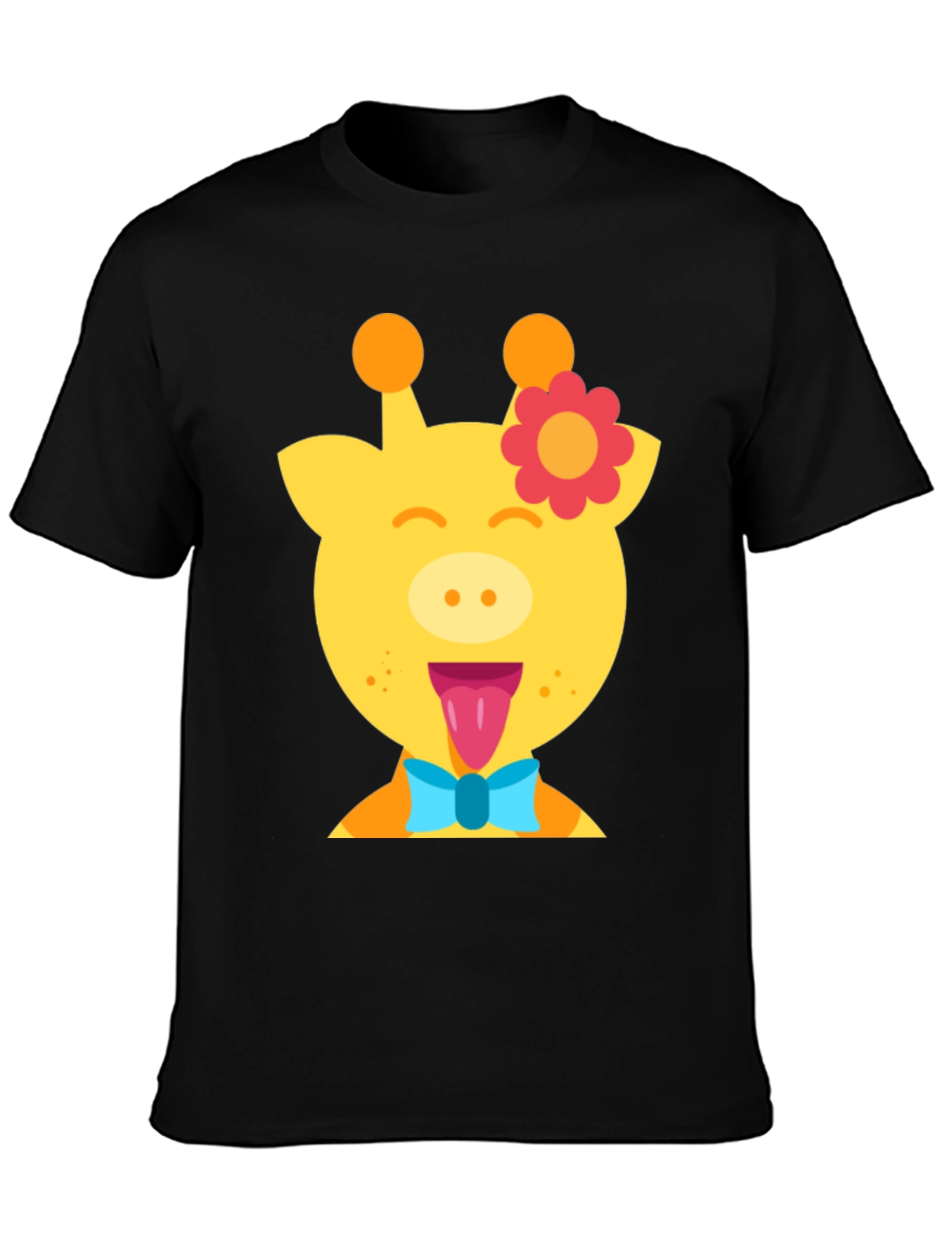 Giraffe Cartoon T-Shirt Fun Graphic Tee Mens Casual Top
