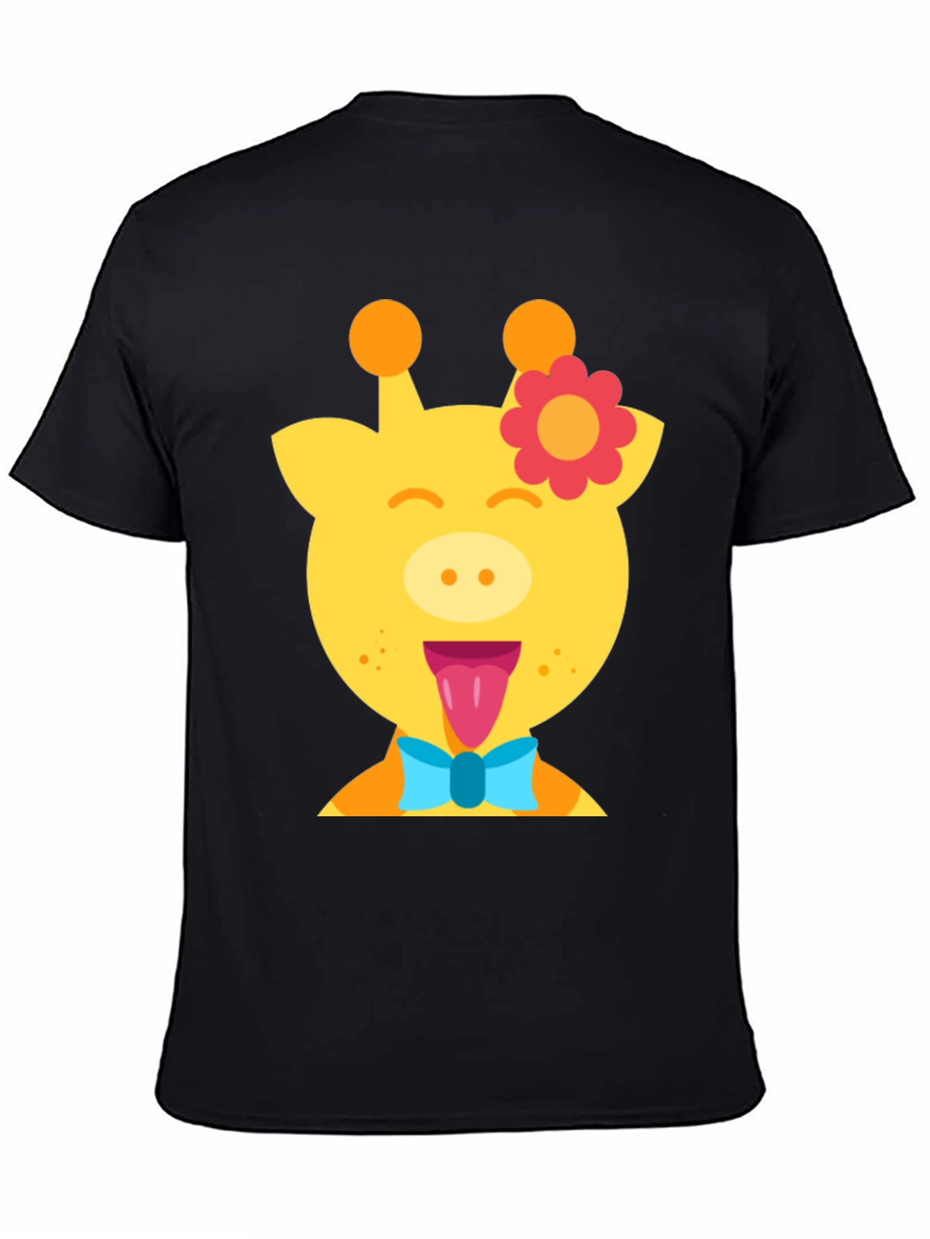Giraffe Cartoon T-Shirt Fun Graphic Tee Mens Casual Top
