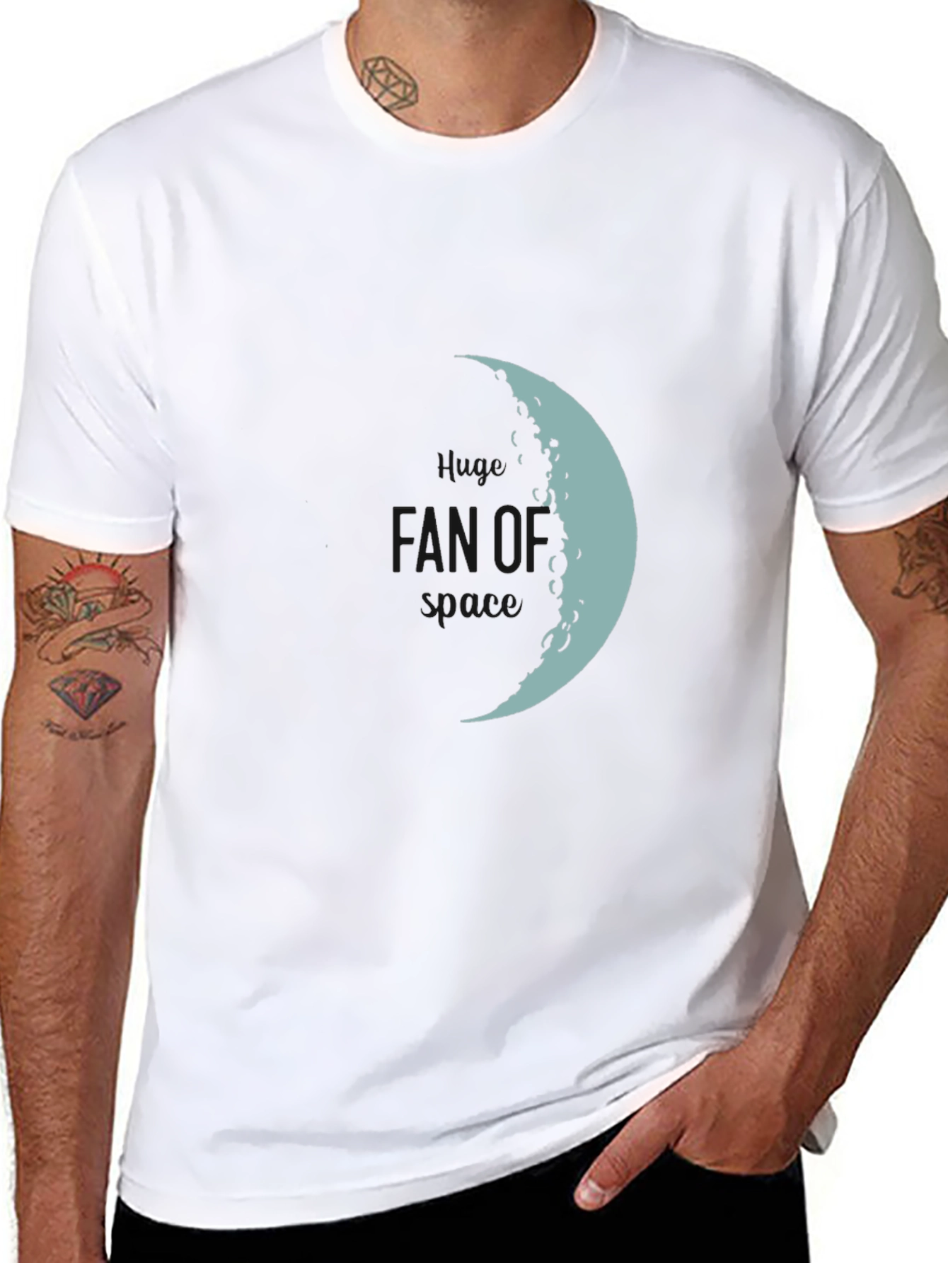 Lunar Crescent Graphic Tee - Soft Black Cotton