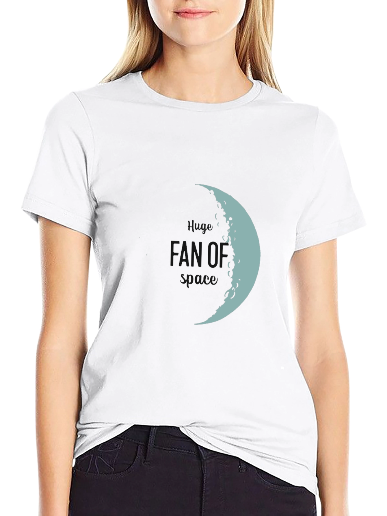 Lunar Crescent Graphic Tee - Soft Black Cotton