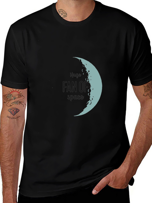 Lunar Crescent Graphic Tee - Soft Black Cotton